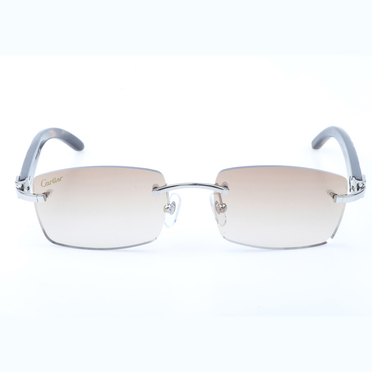 Cartier CT_3524012 Shell Mix Black Buffalo Sunglasses In Silver Brown - DesignerGu