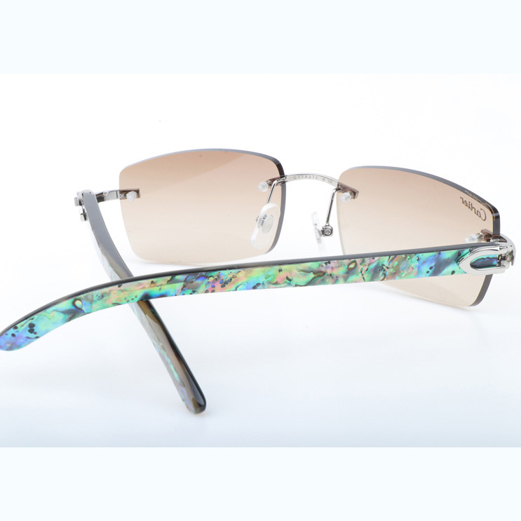 Cartier CT_3524012 Shell Mix Black Buffalo Sunglasses In Silver Brown - DesignerGu