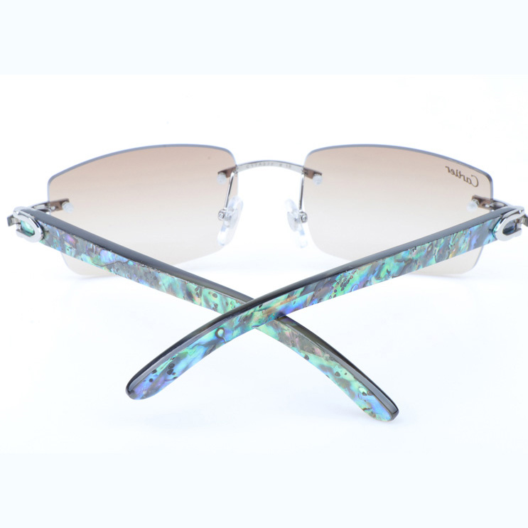 Cartier CT_3524012 Shell Mix Black Buffalo Sunglasses In Silver Brown - DesignerGu