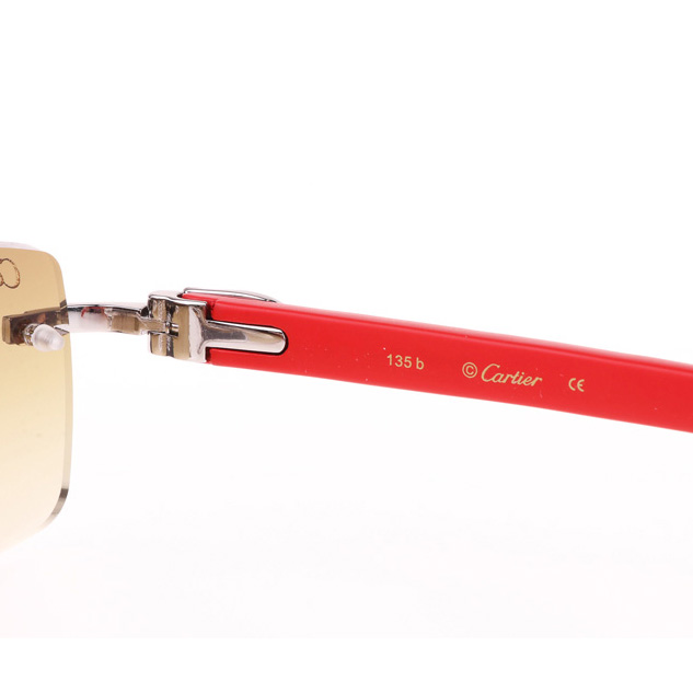 Cartier CT_3524012 Red Wood Sunglasses In Silver Brown - DesignerGu