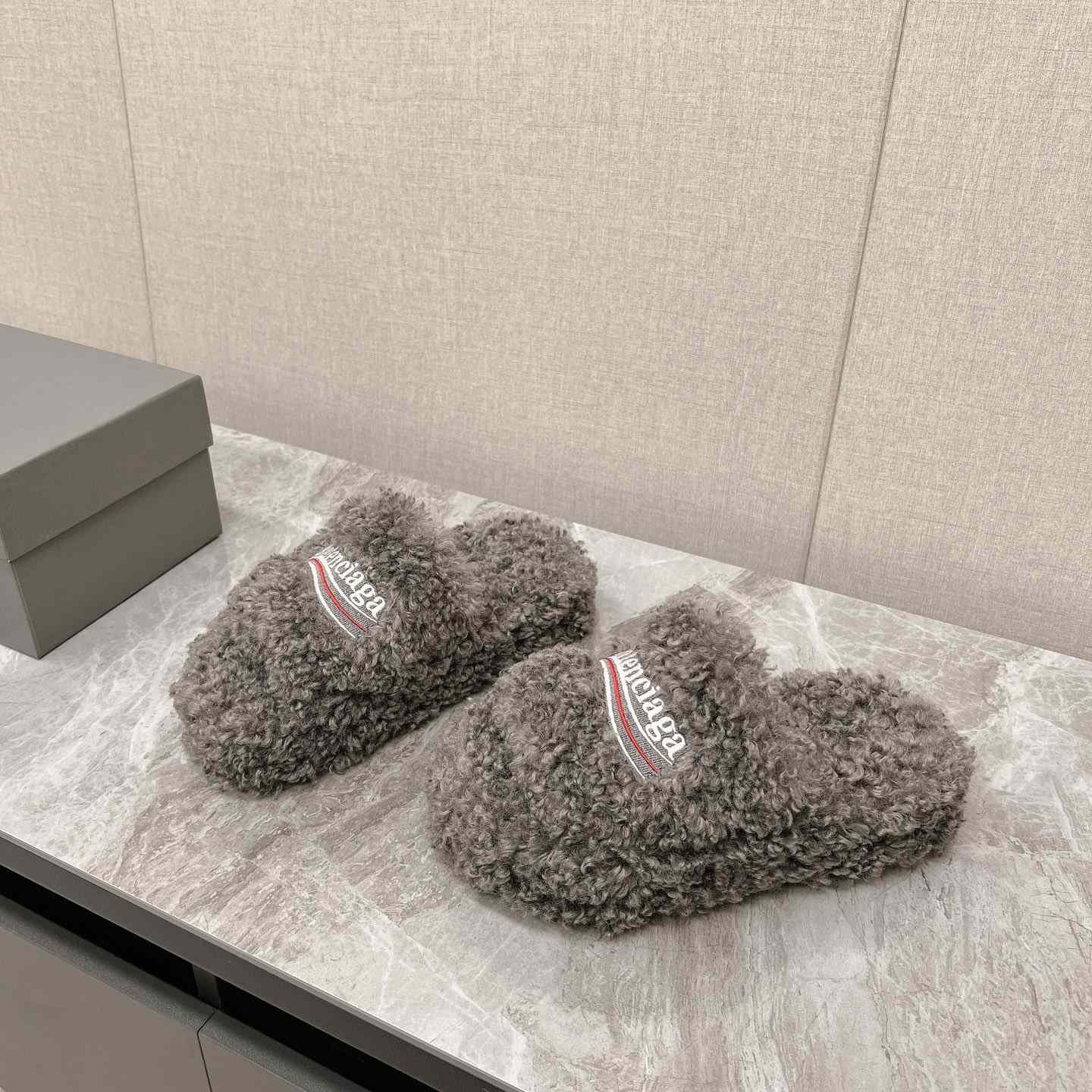 Balenciaga Furry Slide Sandals - DesignerGu