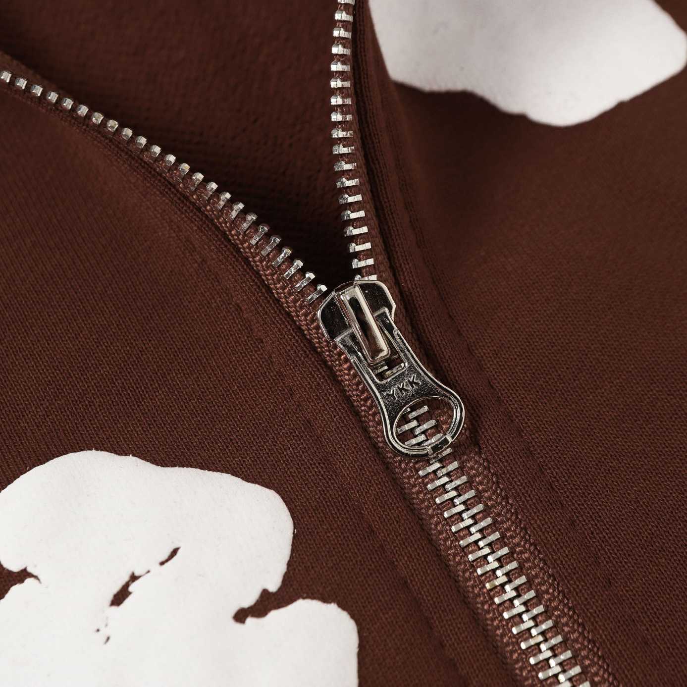 Denim Tears Cotton Wreath Zip Hoodie Brown - DesignerGu