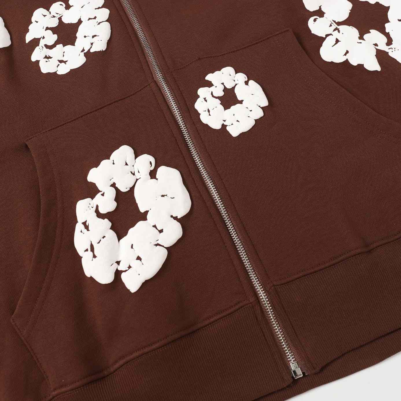 Denim Tears Cotton Wreath Zip Hoodie Brown - DesignerGu