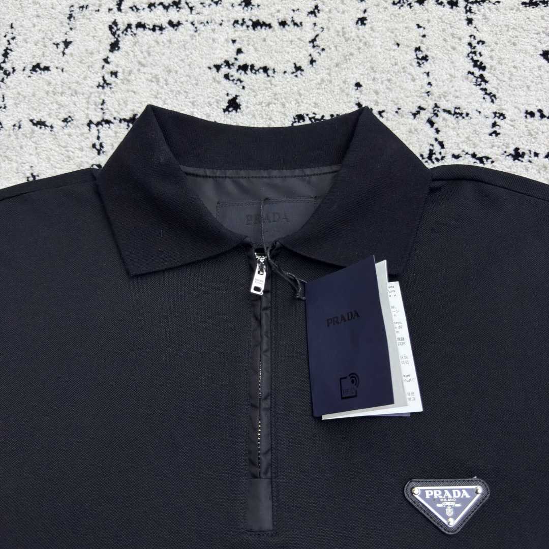 Prada Piqué Polo Shirt With Re-Nylon Details - DesignerGu