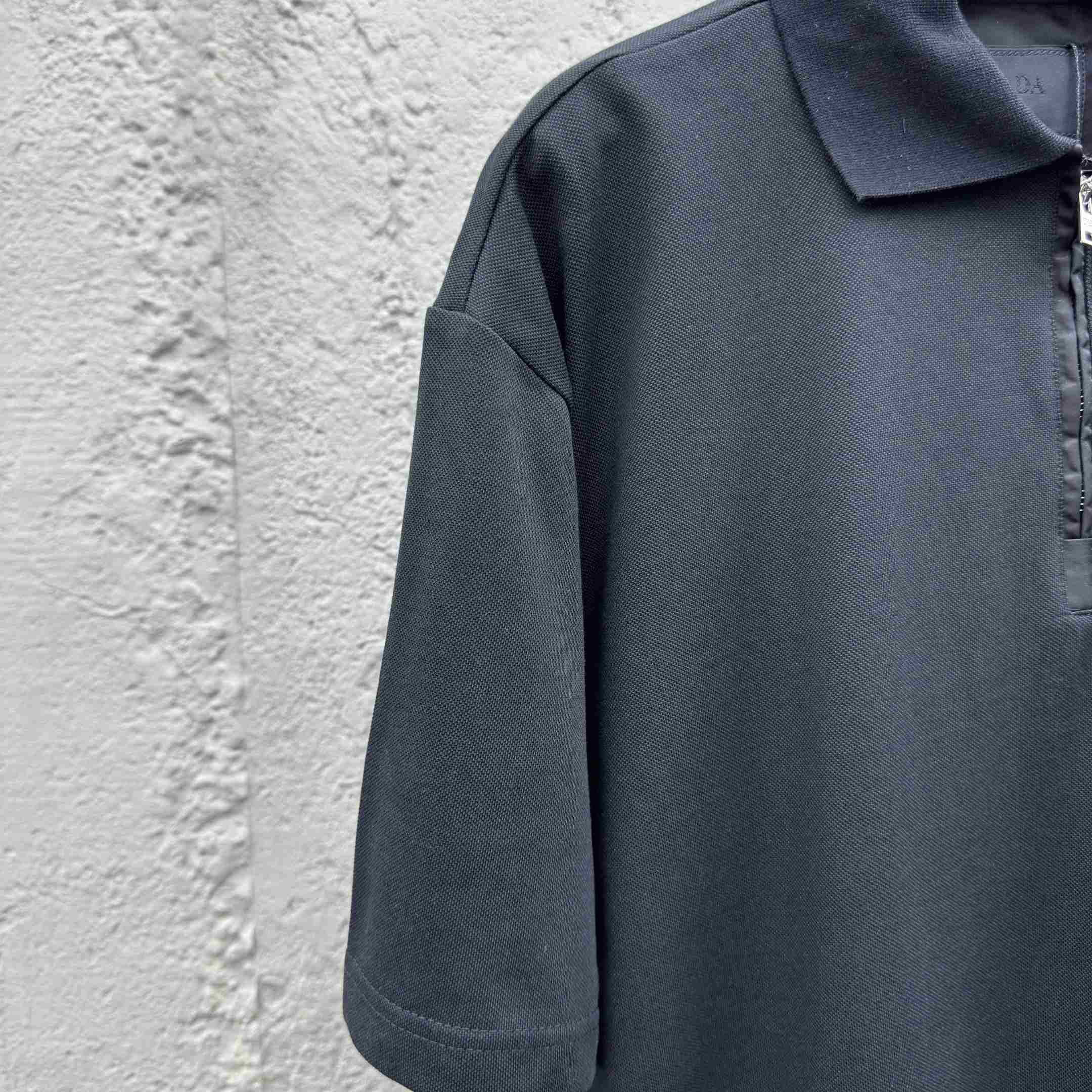 Prada Piqué Polo Shirt With Re-Nylon Details - DesignerGu