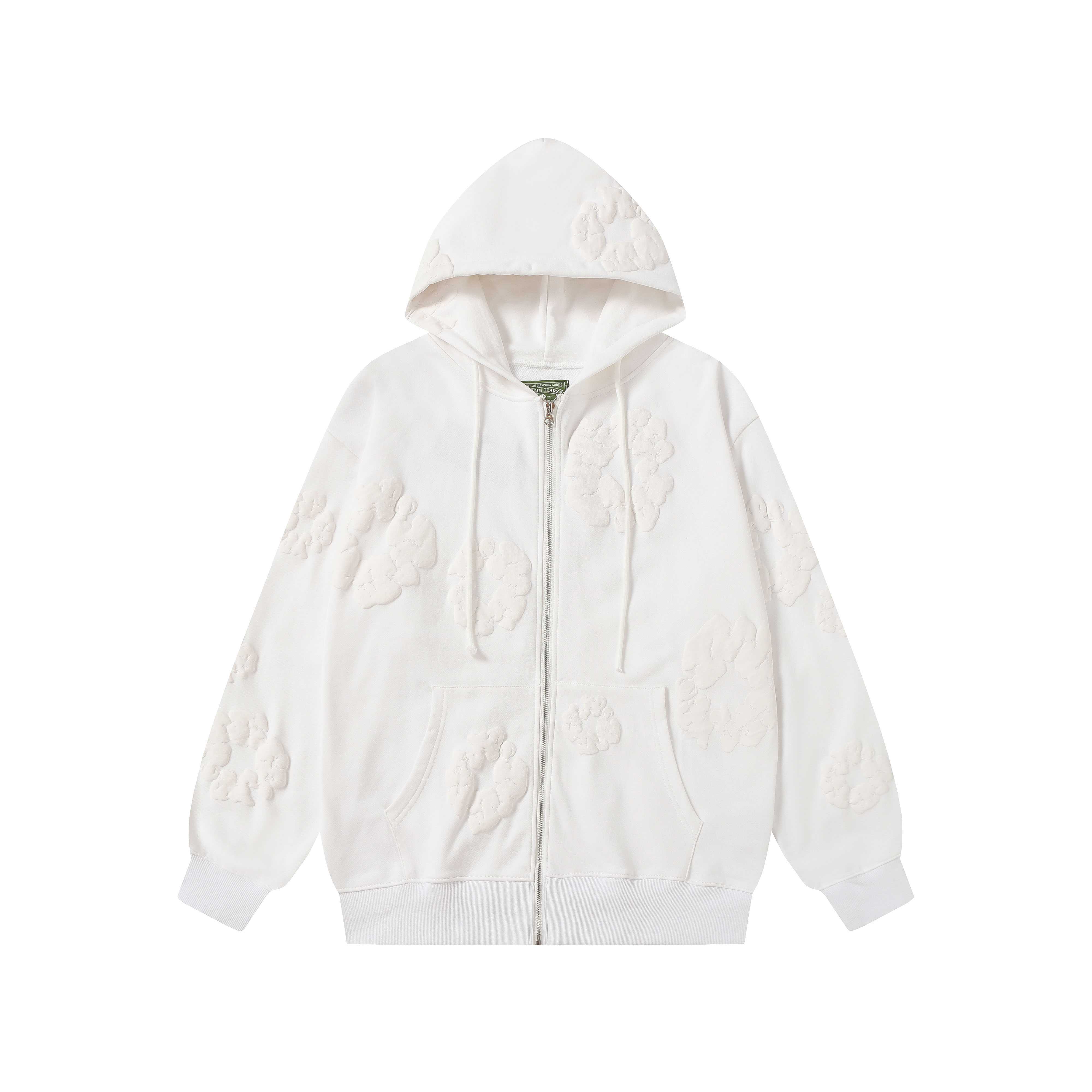 Denim Tears Cotton Wreath Zip Hoodie White - DesignerGu