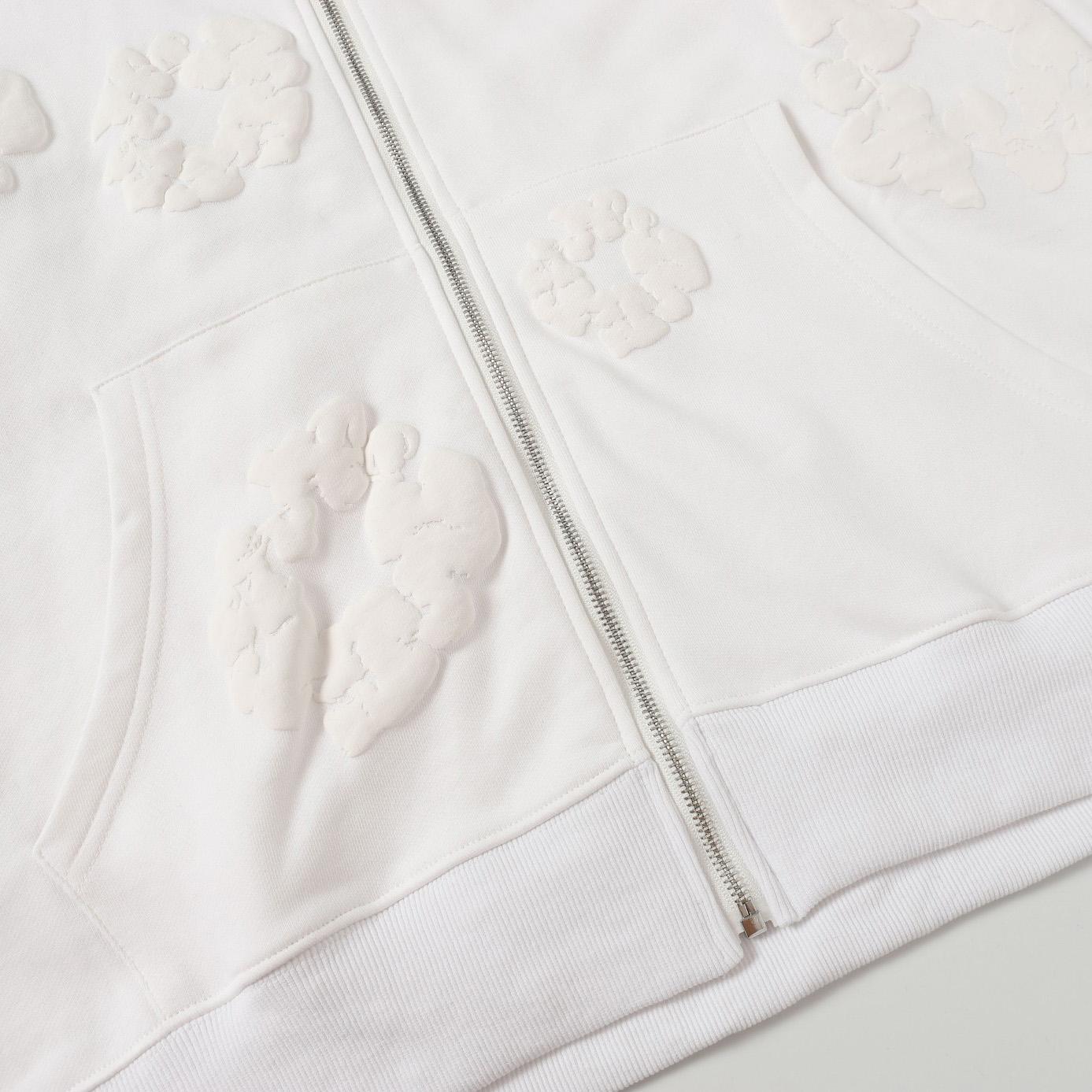 Denim Tears Cotton Wreath Zip Hoodie White - DesignerGu