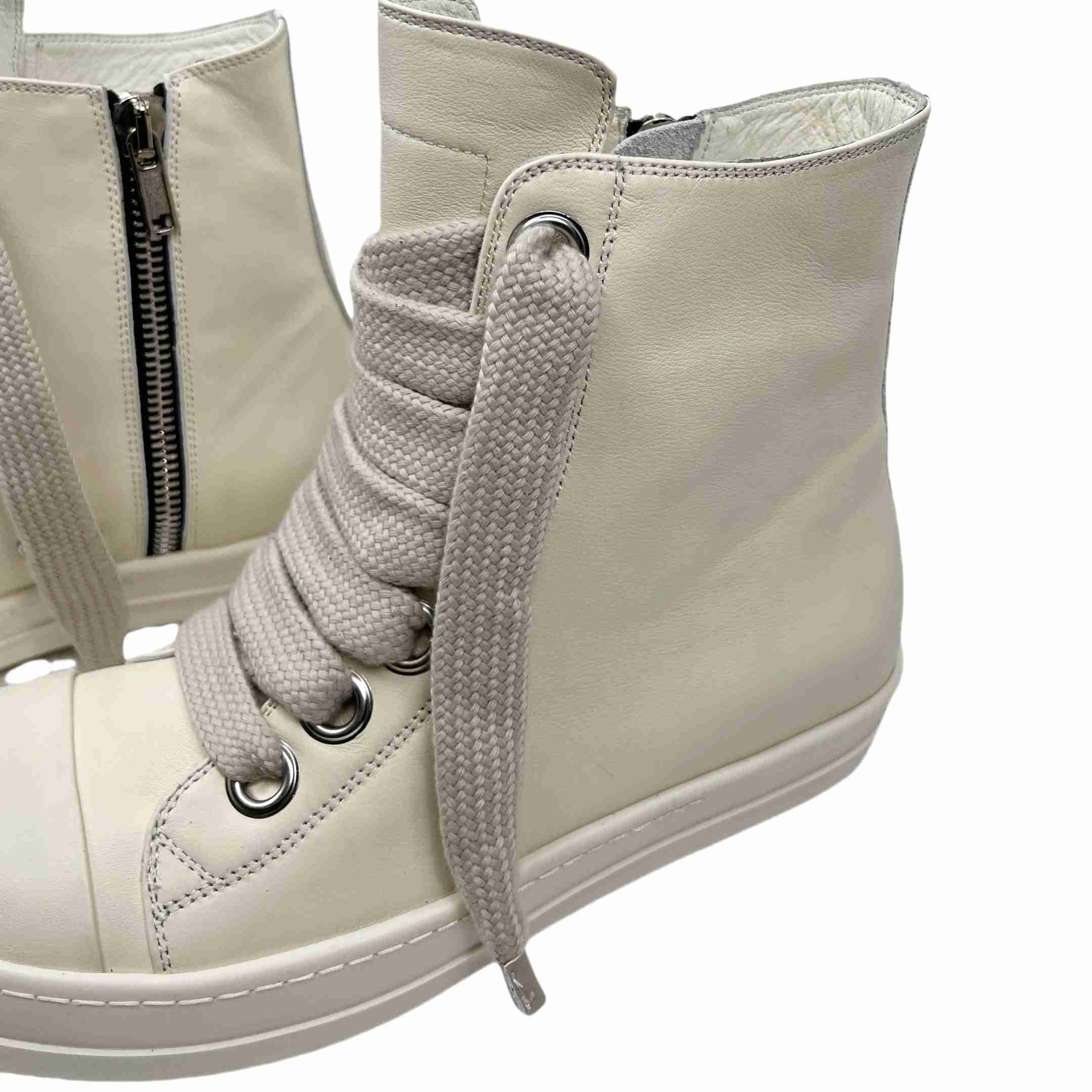 Rick Owens Lido High Sneaks Jumbo Laced Milk - DesignerGu