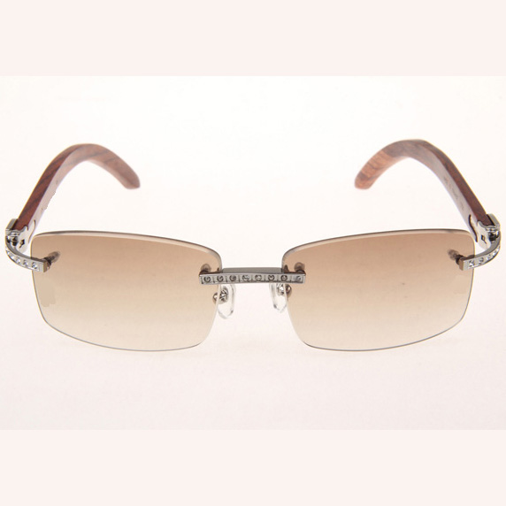 Cartier CT_3524012 Diamond Wood Eyeglasses In Silver Brown - DesignerGu