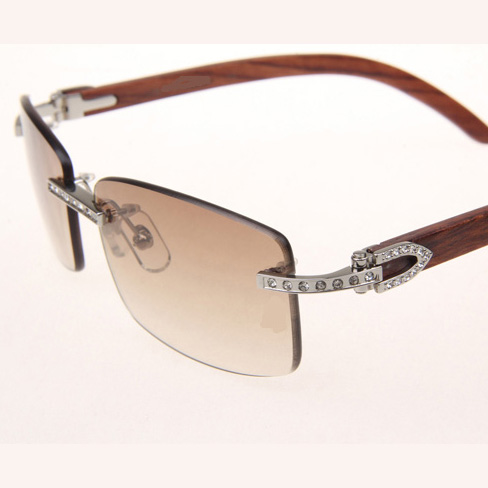 Cartier CT_3524012 Diamond Wood Eyeglasses In Silver Brown - DesignerGu