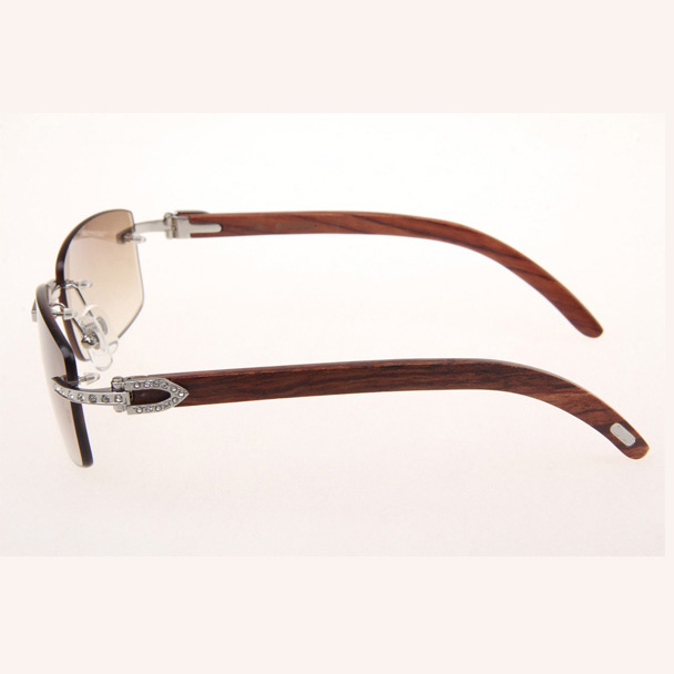 Cartier CT_3524012 Diamond Wood Eyeglasses In Silver Brown - DesignerGu