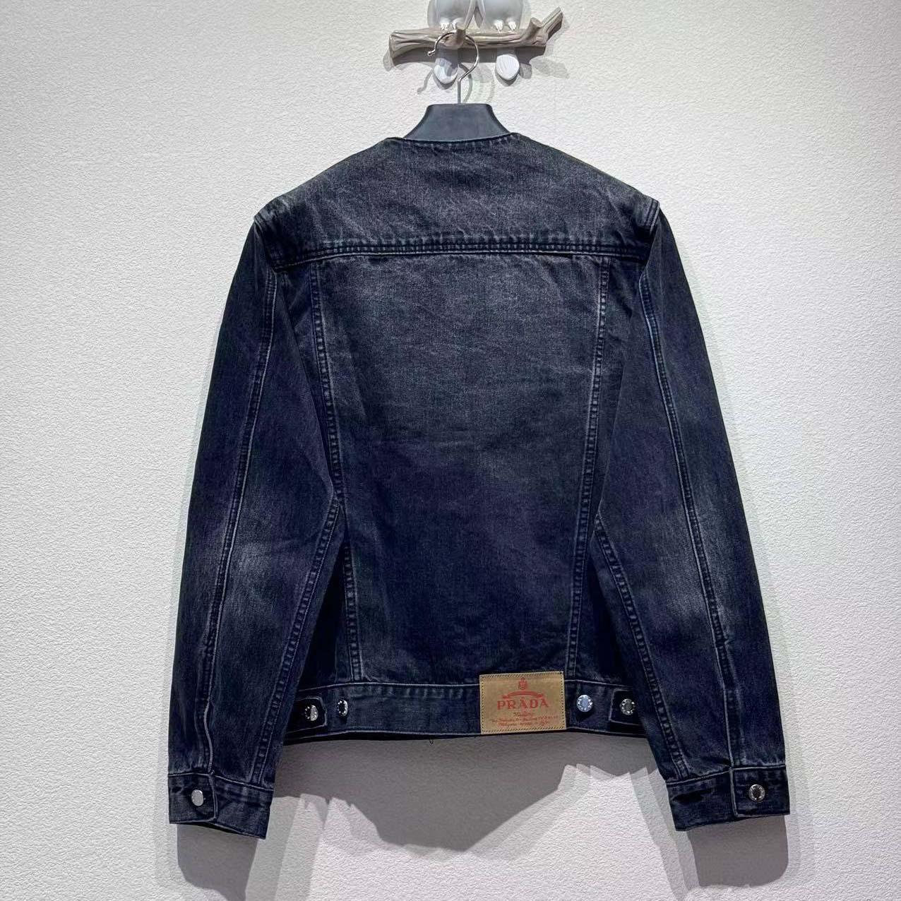 Prada Triangle-logo Denim Blouson Jacket - DesignerGu