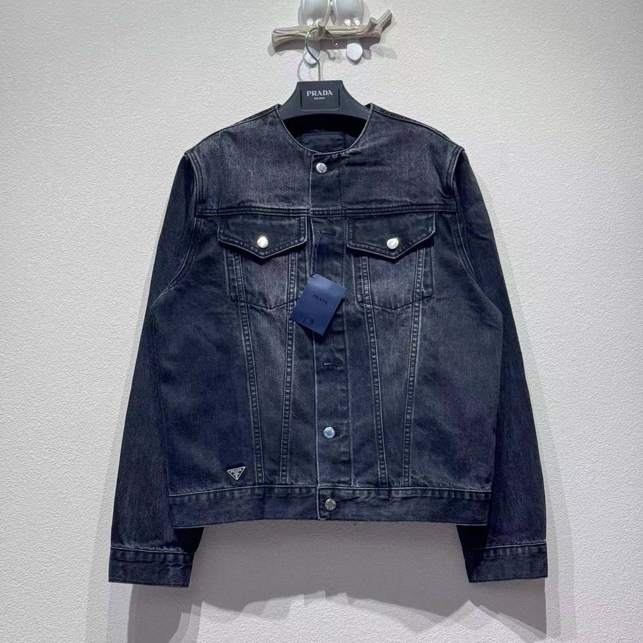 Prada Triangle-logo Denim Blouson Jacket - DesignerGu