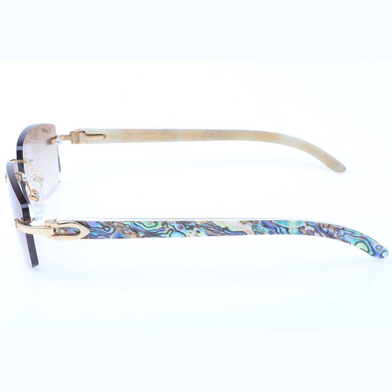 Cartier CT_3524012 Shell Mix White Buffalo Sunglasses In Gold Brown - DesignerGu