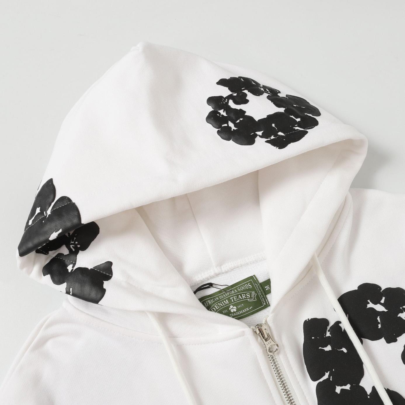 Denim Tears Cotton Wreath Zip Hoodie White - DesignerGu