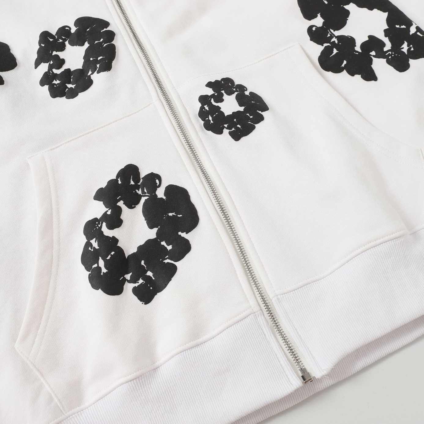 Denim Tears Cotton Wreath Zip Hoodie White - DesignerGu