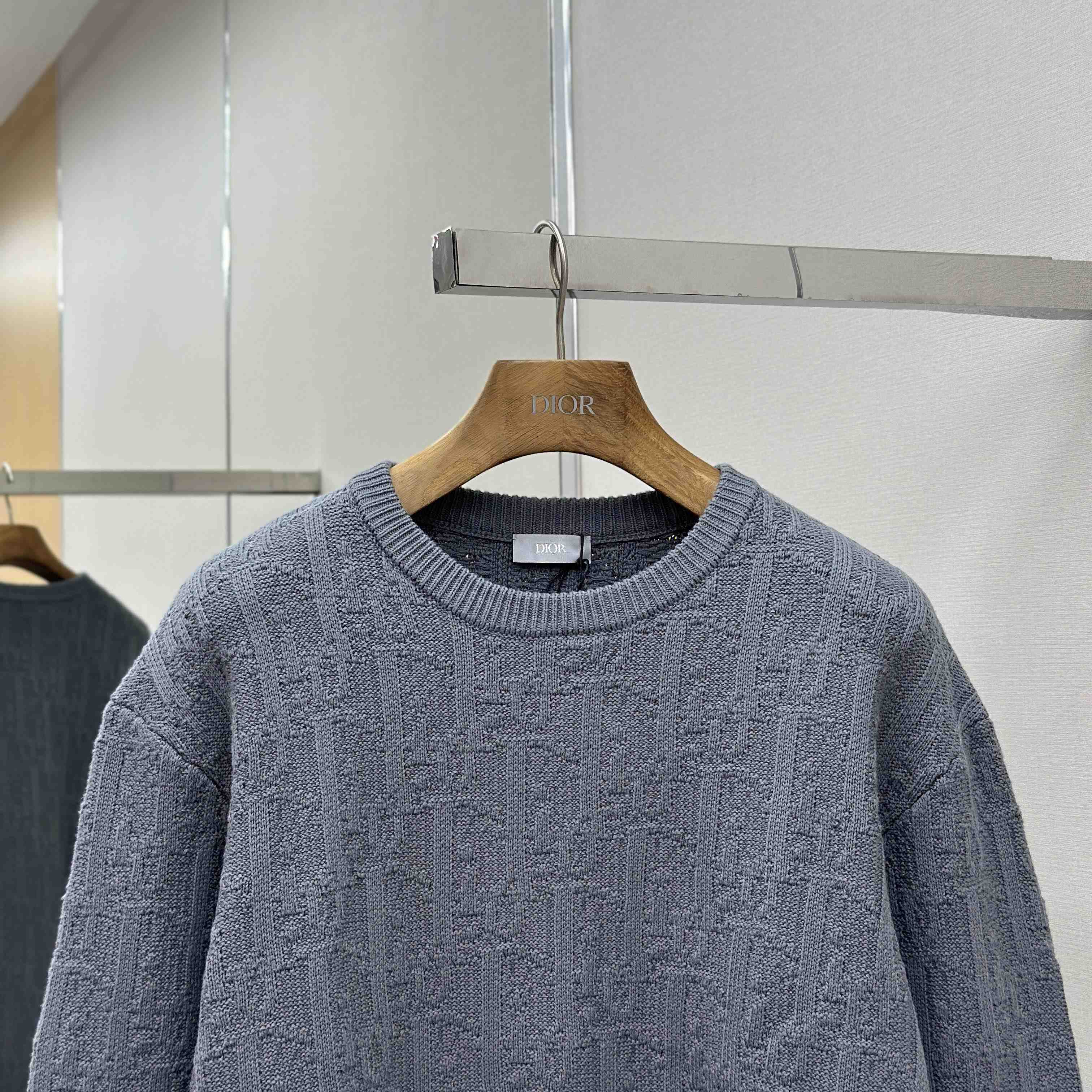 Dior Oblique Sweater Gray Cotton-Blend Jacquard - DesignerGu