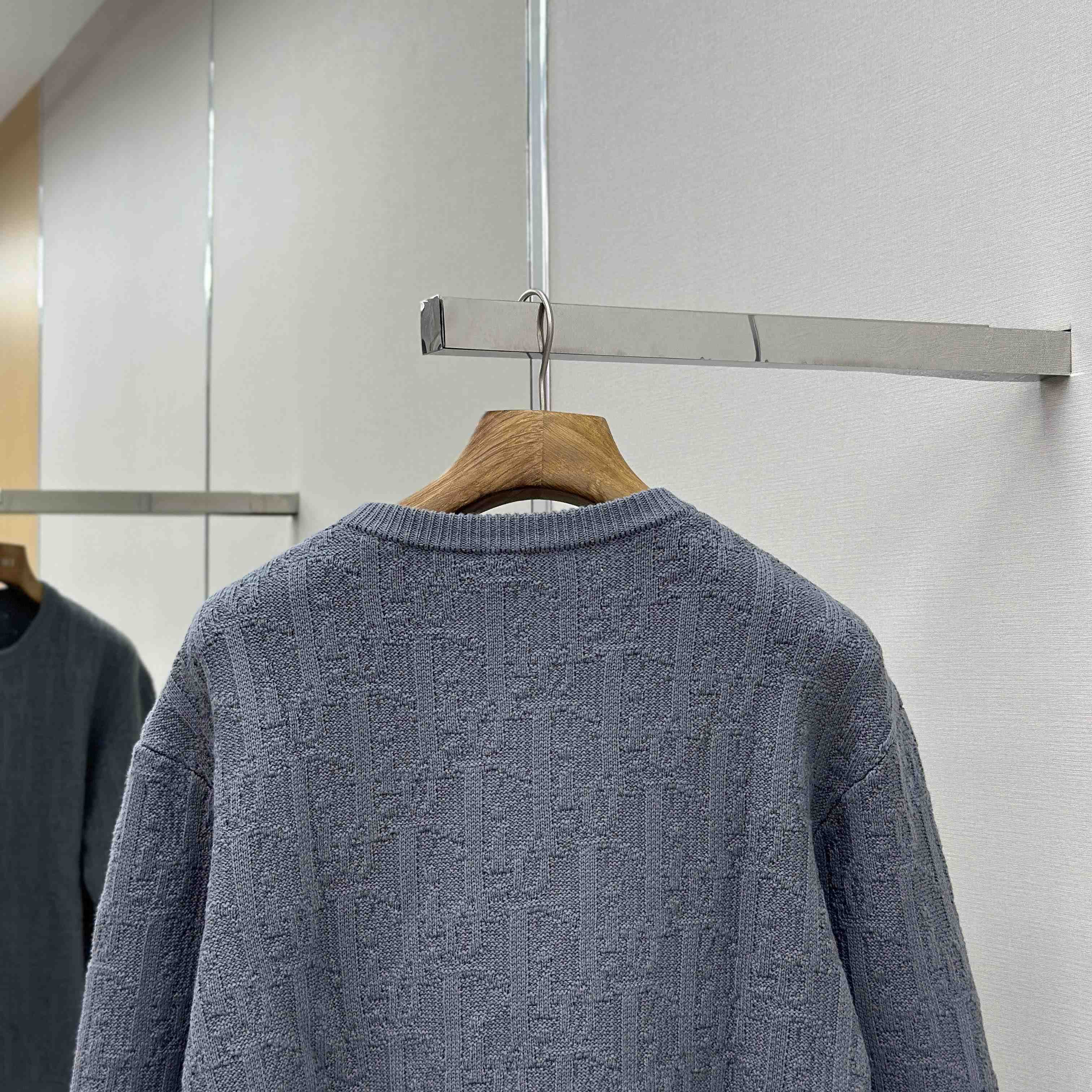 Dior Oblique Sweater Gray Cotton-Blend Jacquard - DesignerGu