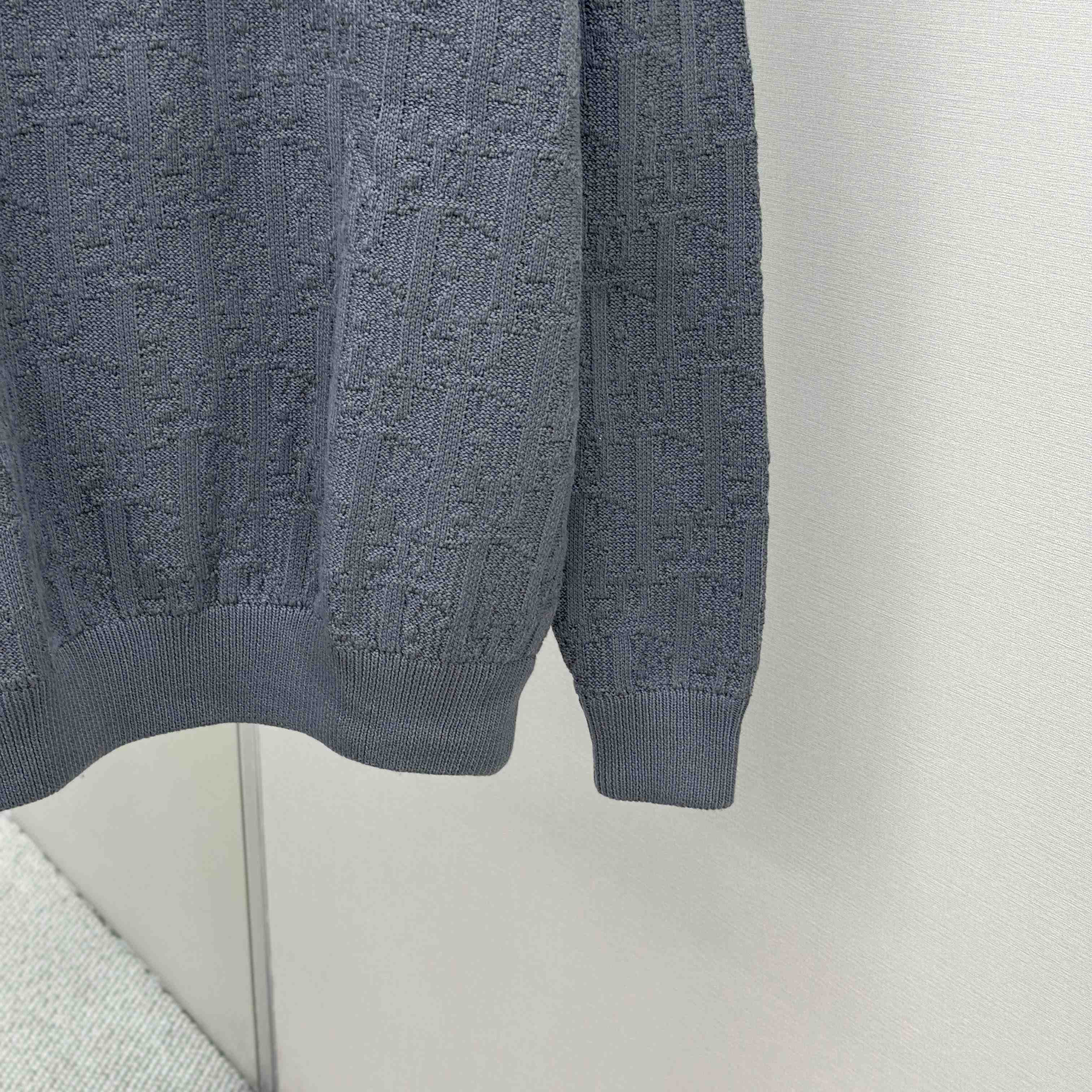 Dior Oblique Sweater Gray Cotton-Blend Jacquard - DesignerGu