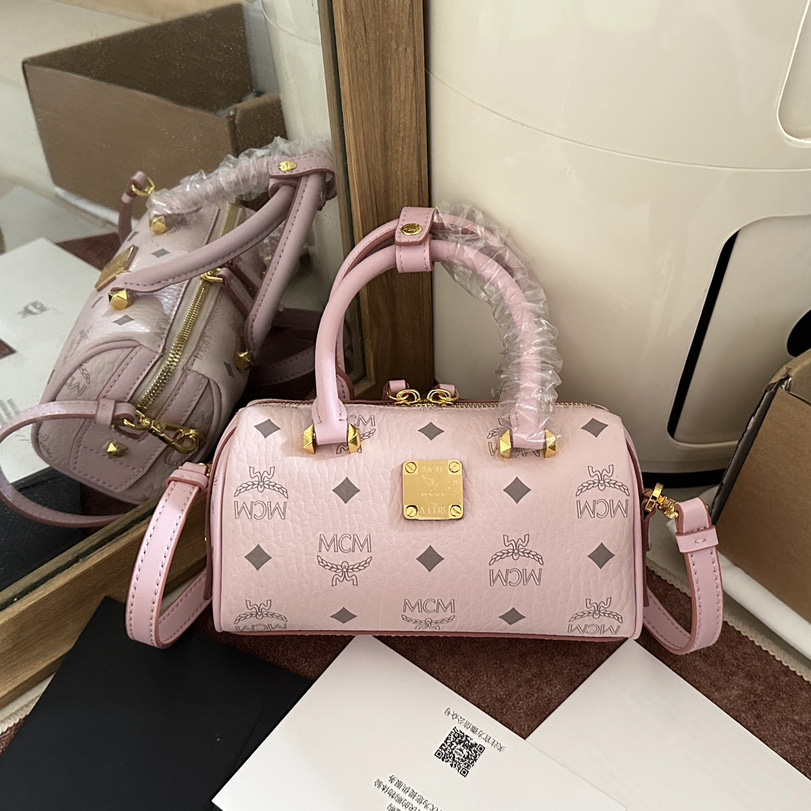 MCM Ella Boston Bag In Visetos  （18x10x8cm） - DesignerGu