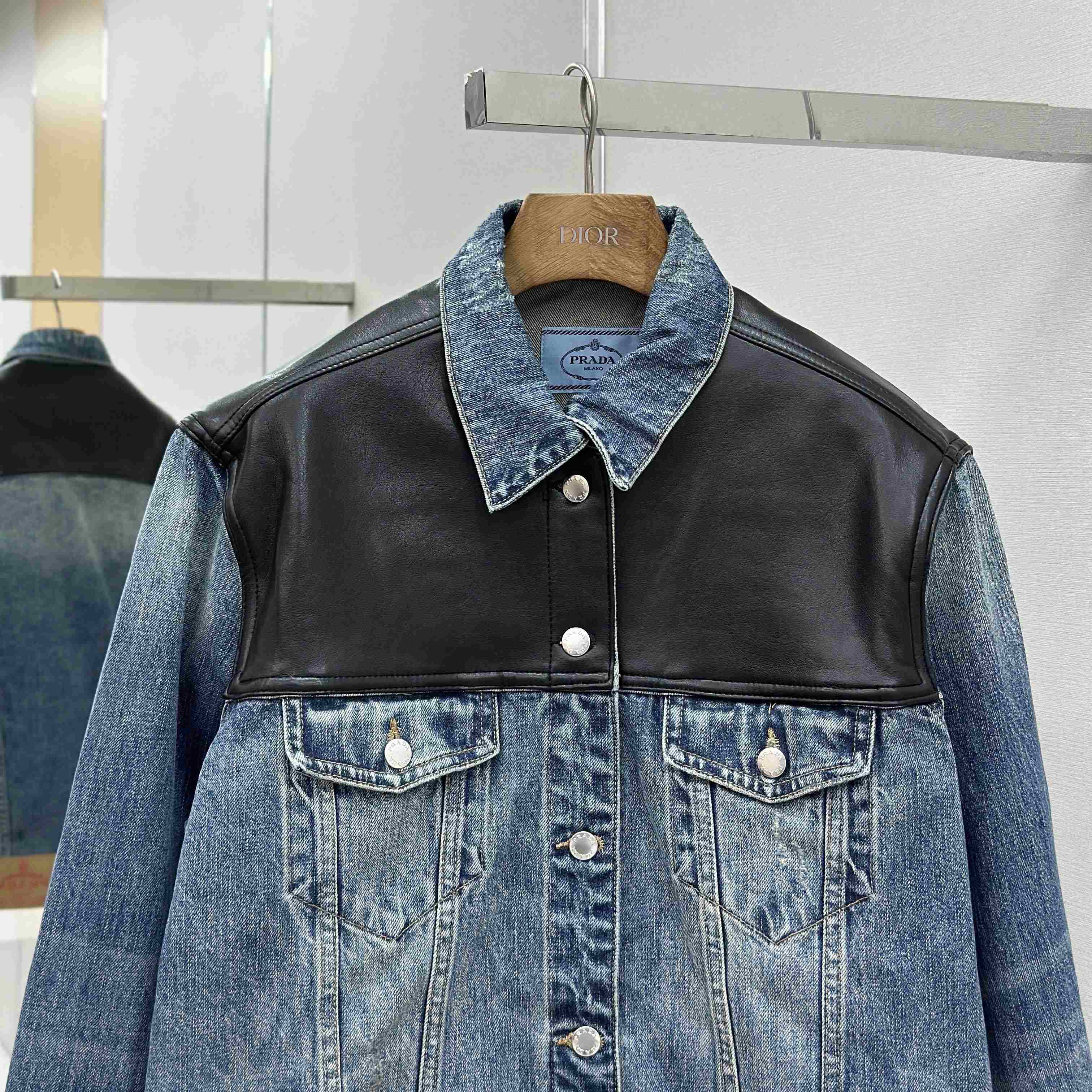 Prada Denim And Leather Jacket - DesignerGu