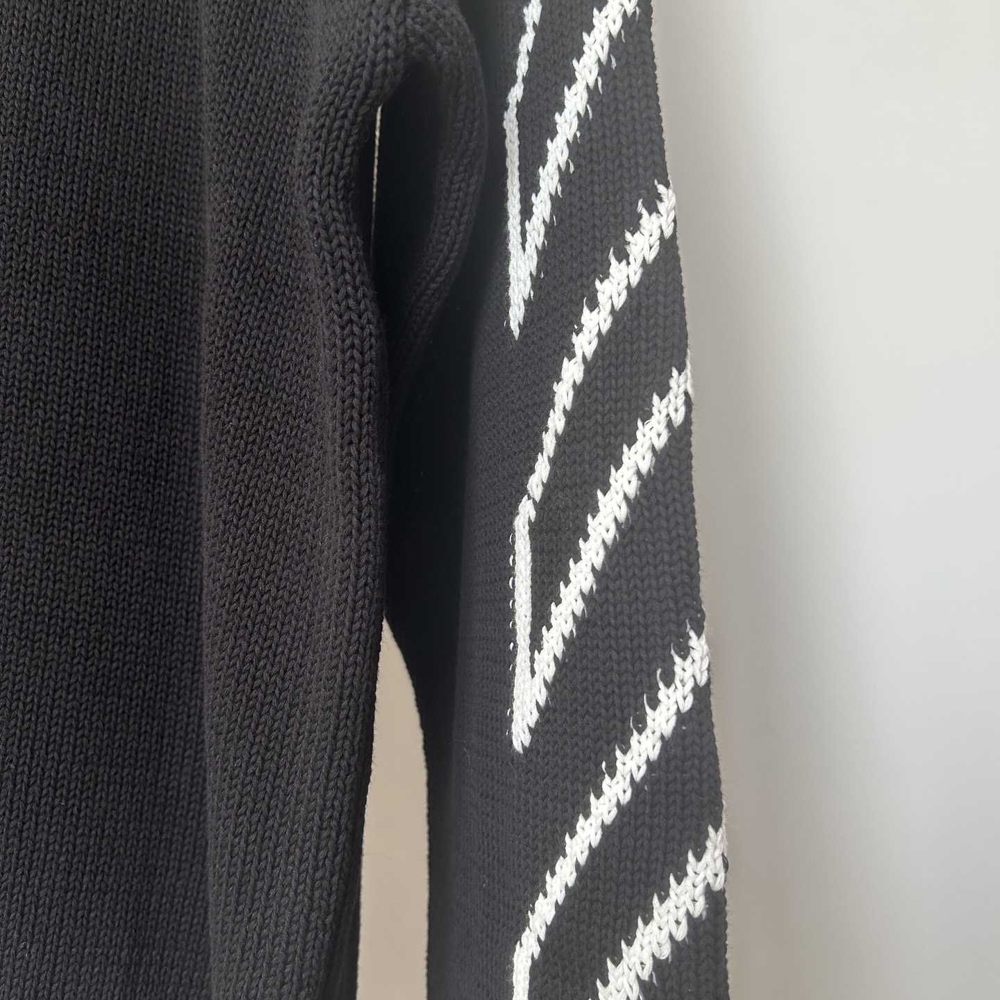 Off-White Diag Outline Knit Crewneck 'Black/White' - DesignerGu