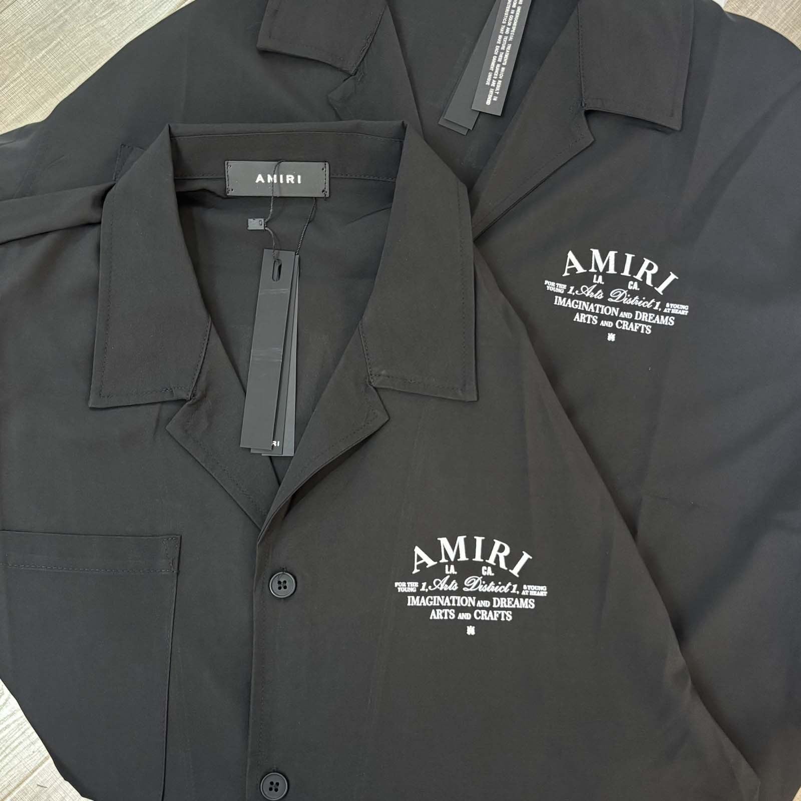 Amiri Logo-print Short-sleeve Silk Shirt - DesignerGu