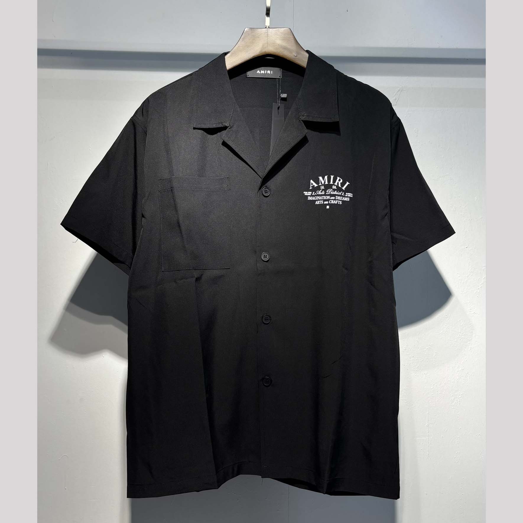 Amiri Logo-print Short-sleeve Silk Shirt - DesignerGu