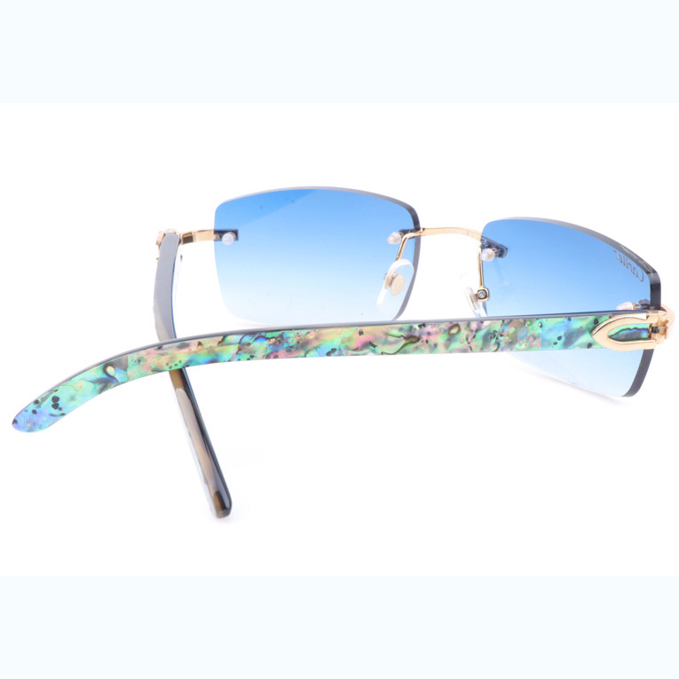 Cartier CT_3524012 Shell Mix Black Buffalo Sunglasses In Gold Gradient Blue - DesignerGu