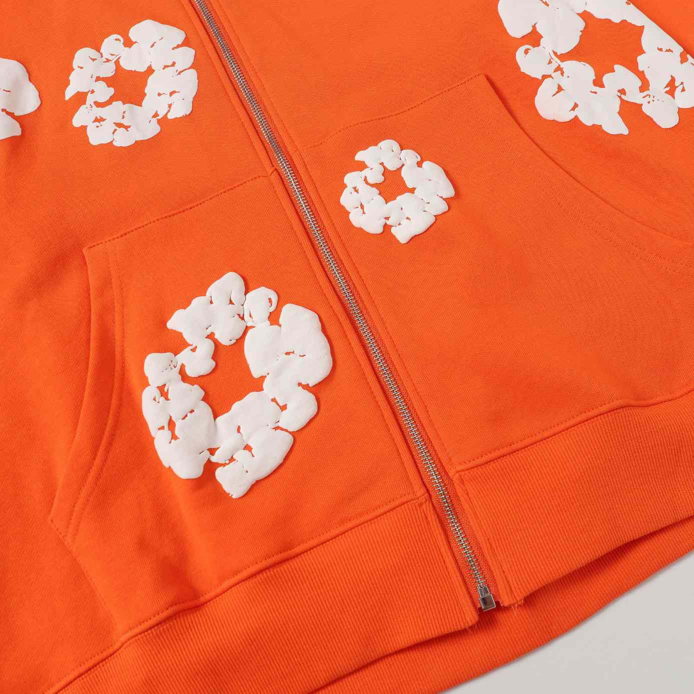 Denim Tears Cotton Wreath Zip Hoodie Orange - DesignerGu