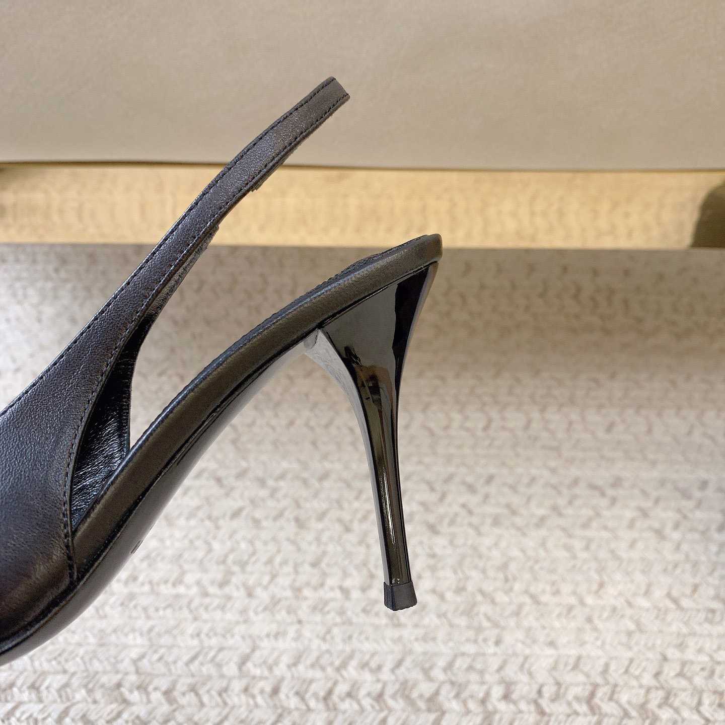 Saint Laurent Leather YSL Slingback Pumps - DesignerGu