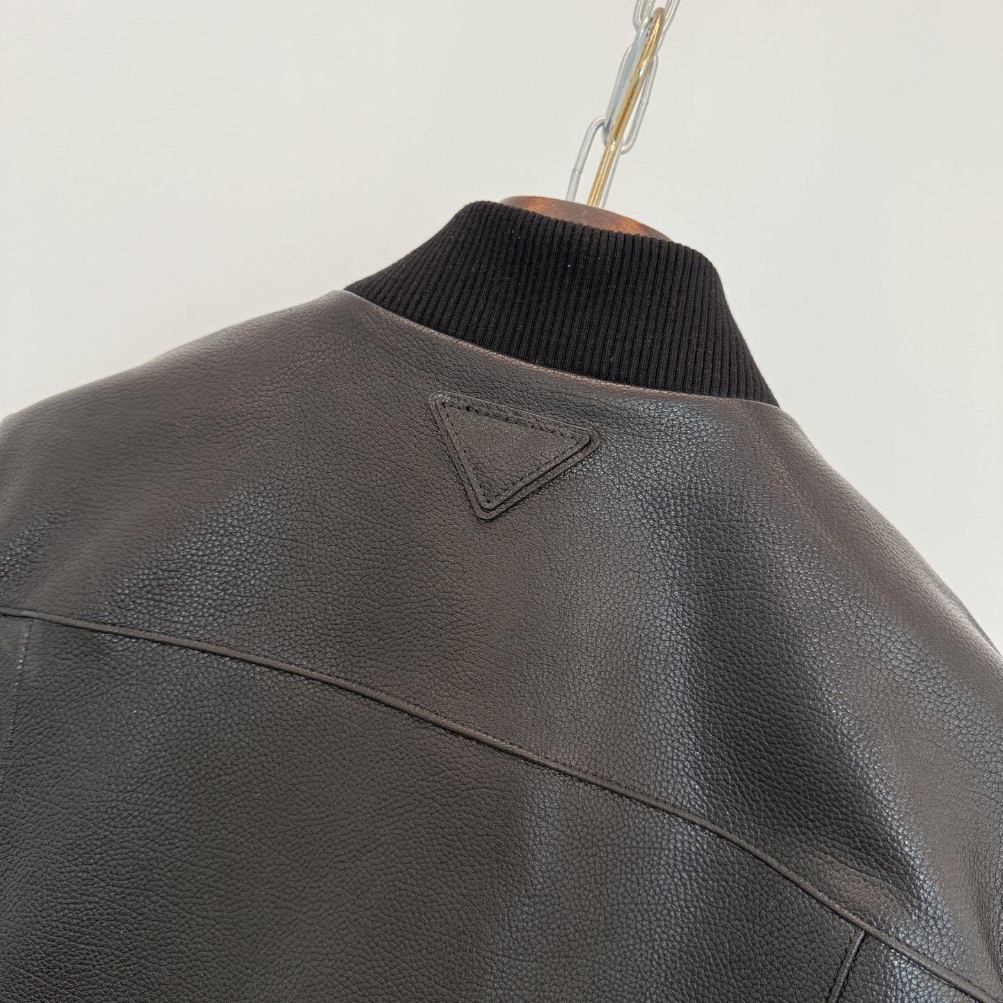 Prada Leather Bomber Jacket - DesignerGu