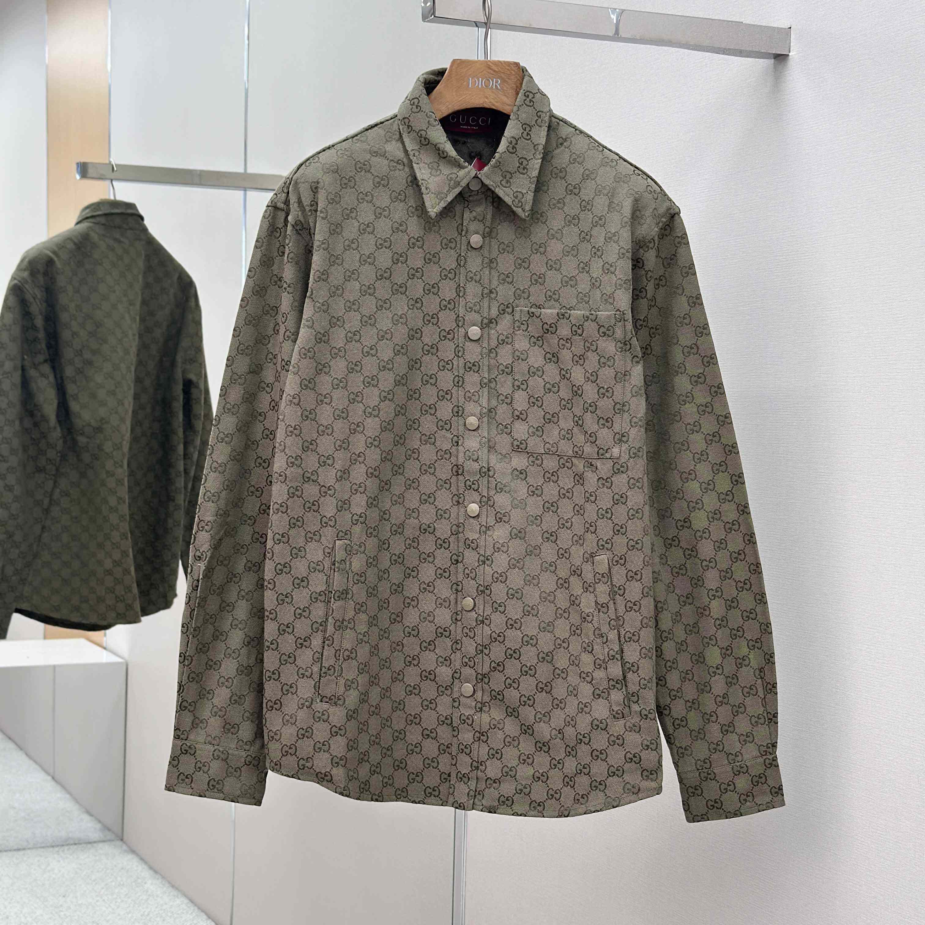 Gucci  Monogrammed Cotton-Blend Jacquard Shirt - DesignerGu