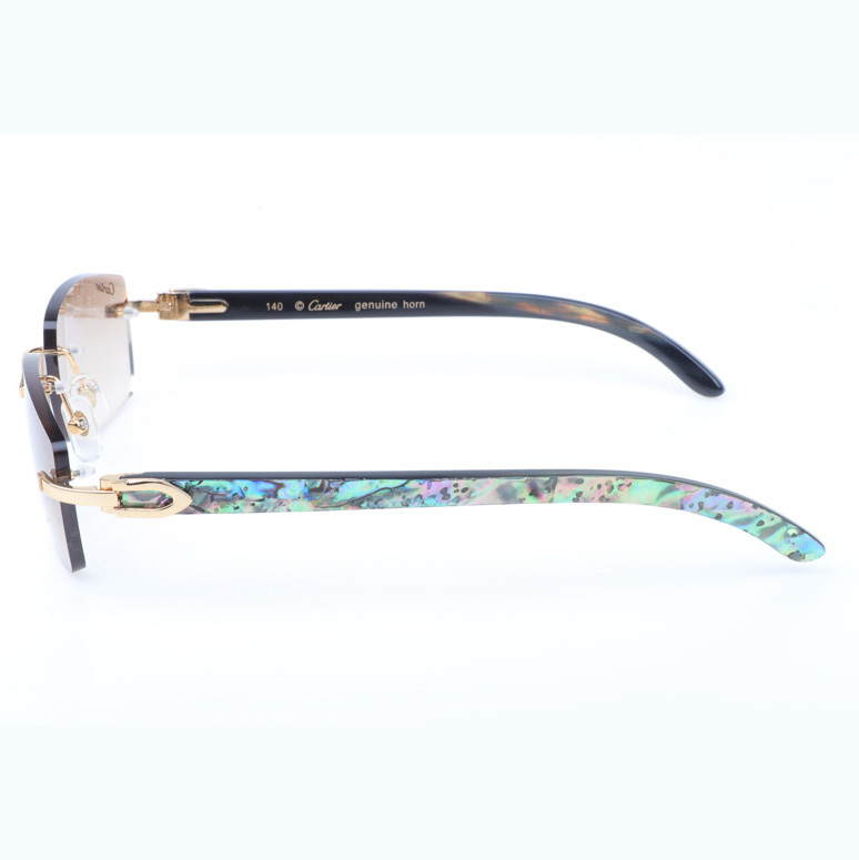 Cartier CT_3524012 Shell Mix Black Buffalo Sunglasses In Gold Brown - DesignerGu