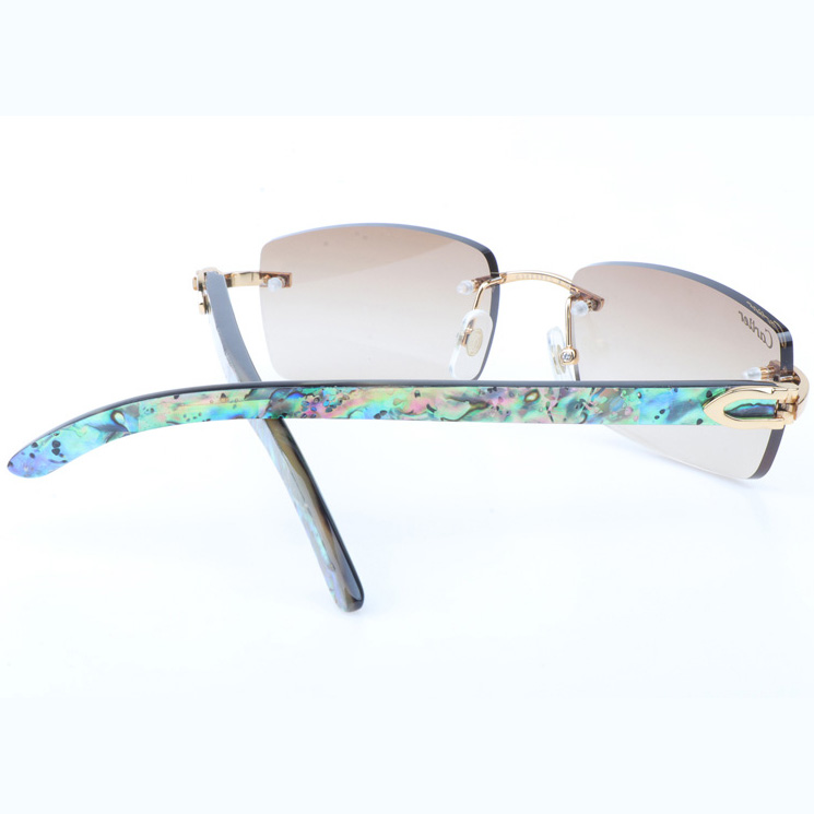 Cartier CT_3524012 Shell Mix Black Buffalo Sunglasses In Gold Brown - DesignerGu