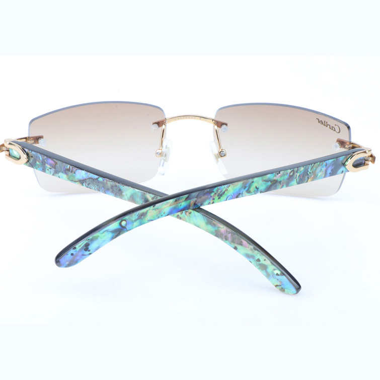 Cartier CT_3524012 Shell Mix Black Buffalo Sunglasses In Gold Brown - DesignerGu