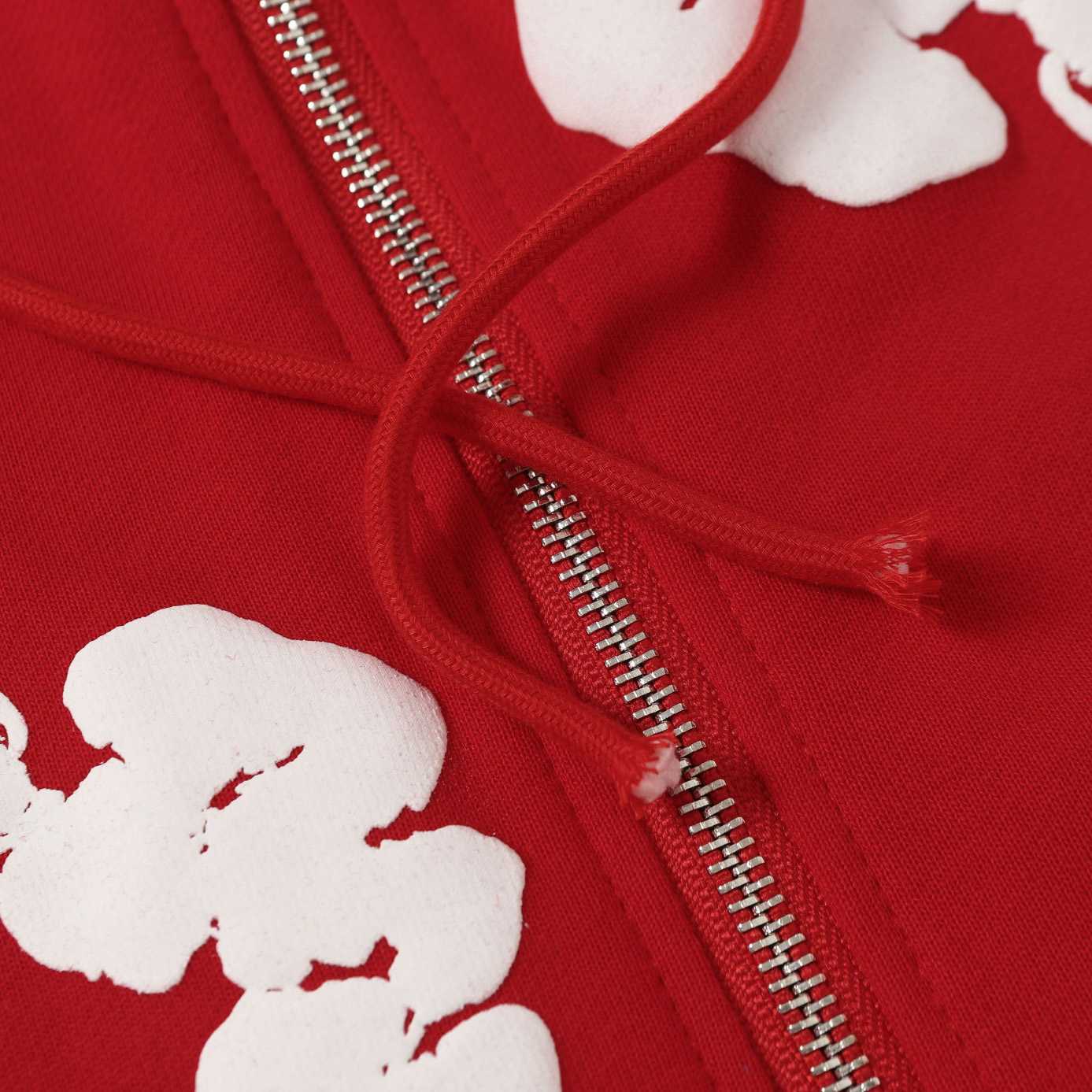 Denim Tears Cotton Wreath Zip Hoodie Red - DesignerGu