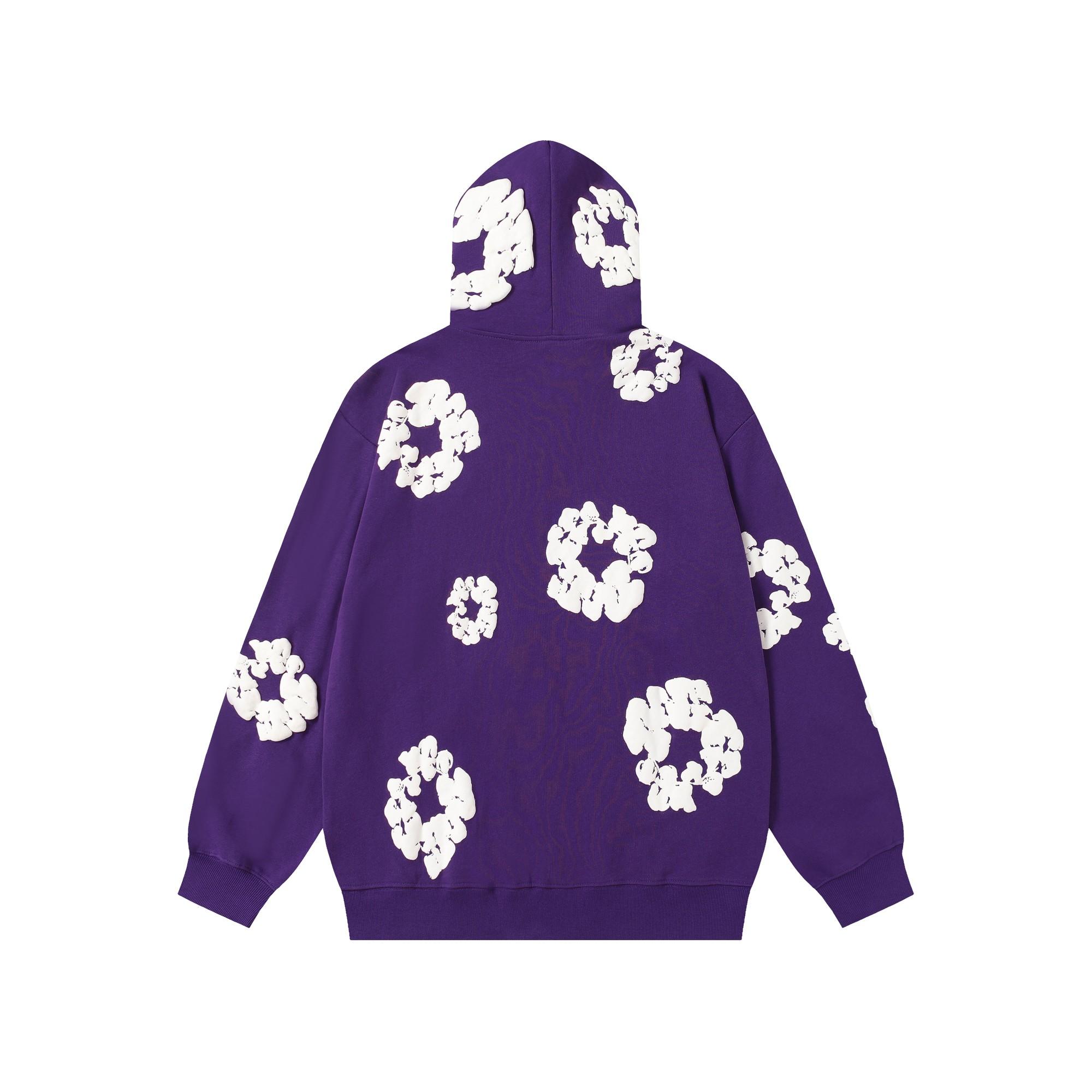 Denim Tears Cotton Wreath Zip Hoodie Purple - DesignerGu
