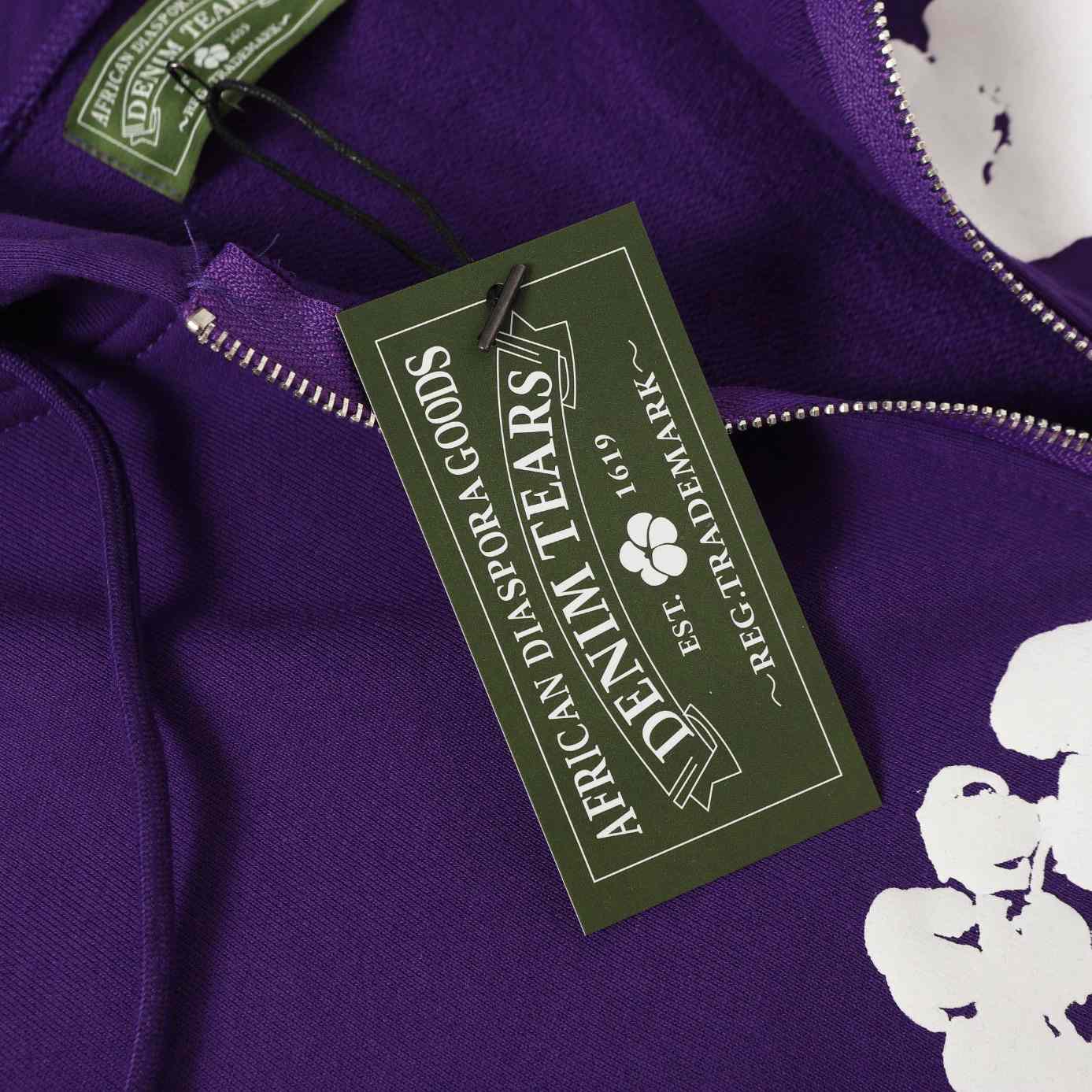 Denim Tears Cotton Wreath Zip Hoodie Purple - DesignerGu