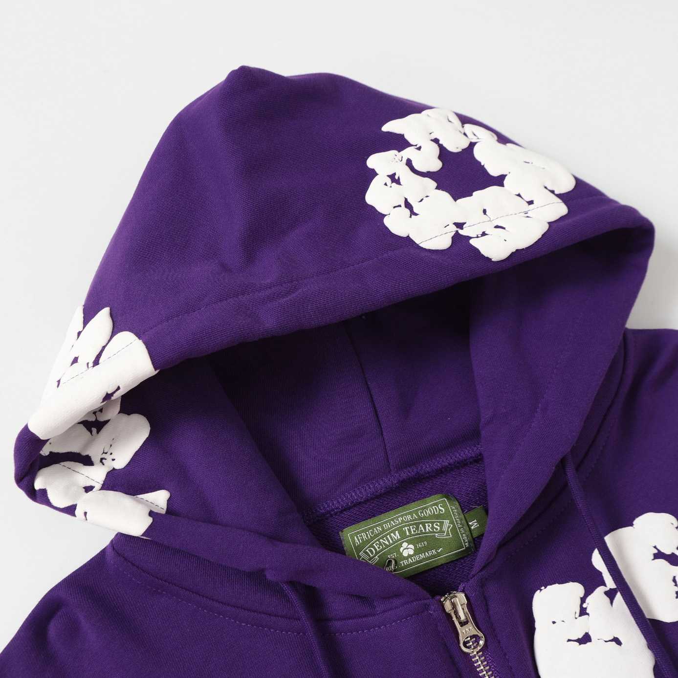 Denim Tears Cotton Wreath Zip Hoodie Purple - DesignerGu