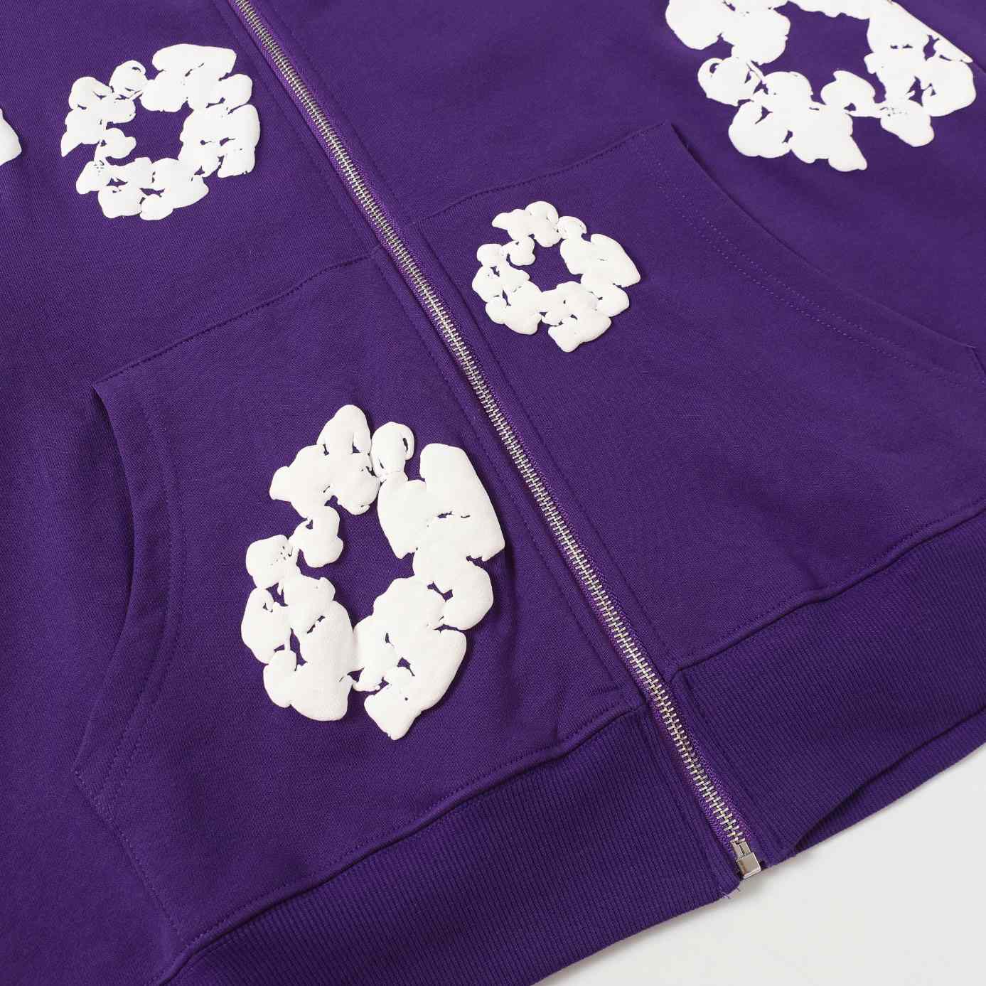 Denim Tears Cotton Wreath Zip Hoodie Purple - DesignerGu