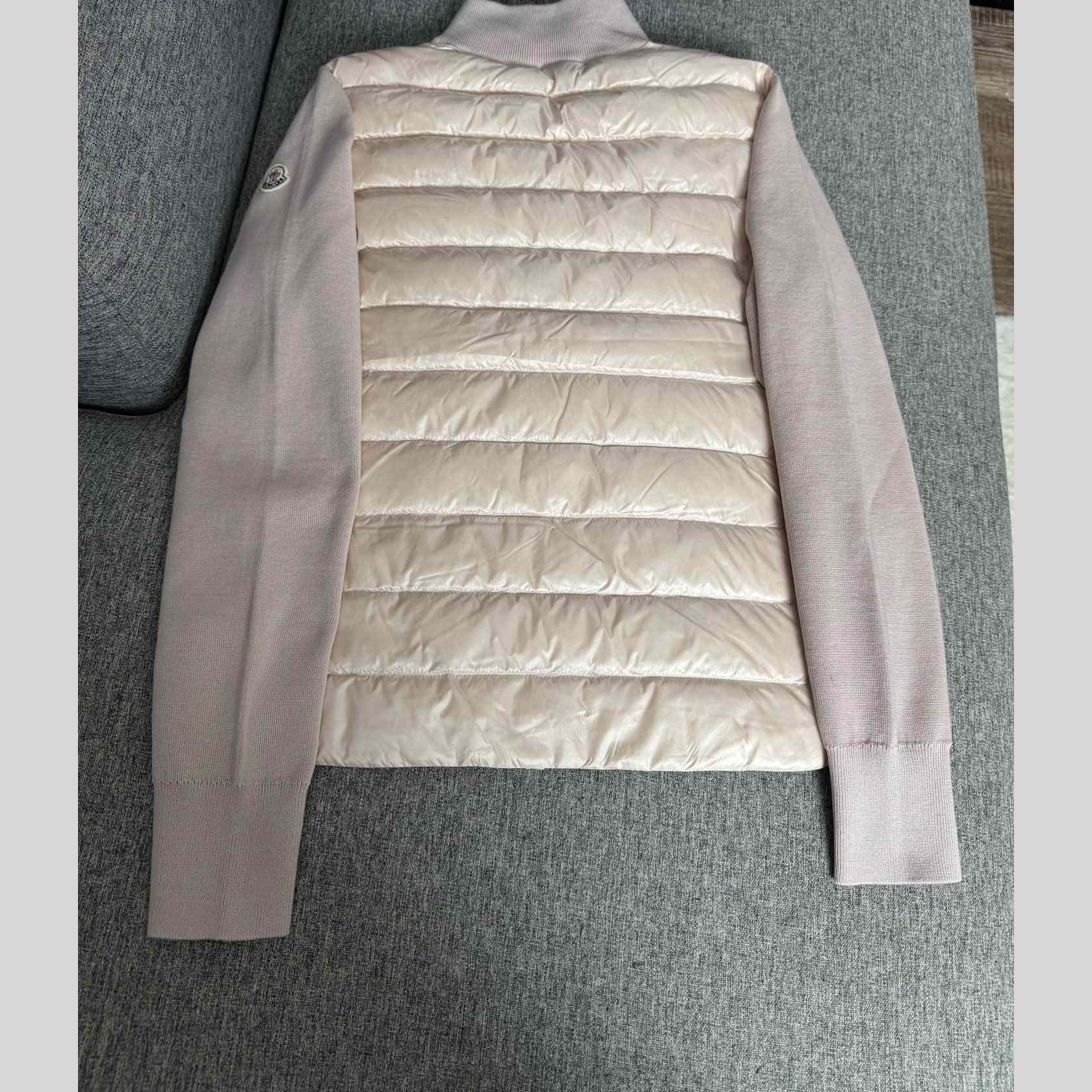 Moncler Padded Wool Zip-Up Cardigan In Pink    Z503 - DesignerGu