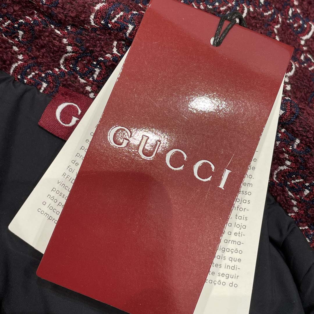 Gucci Bouclé Wool Jacquard Shirt 'Burgundy/Blue' - DesignerGu