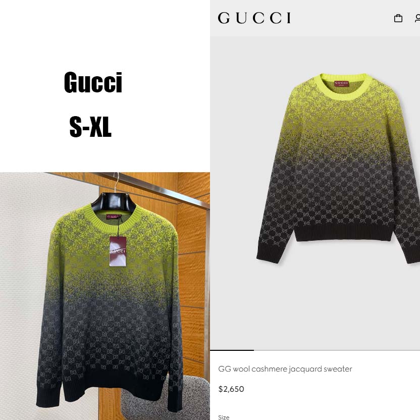 Gucci GG Wool Cashmere Jacquard Sweater - DesignerGu