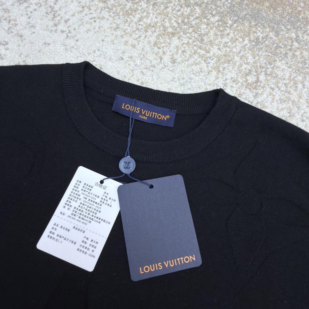 Louis Vuitton Monogram Short-Sleeved Cotton Crewneck    - DesignerGu