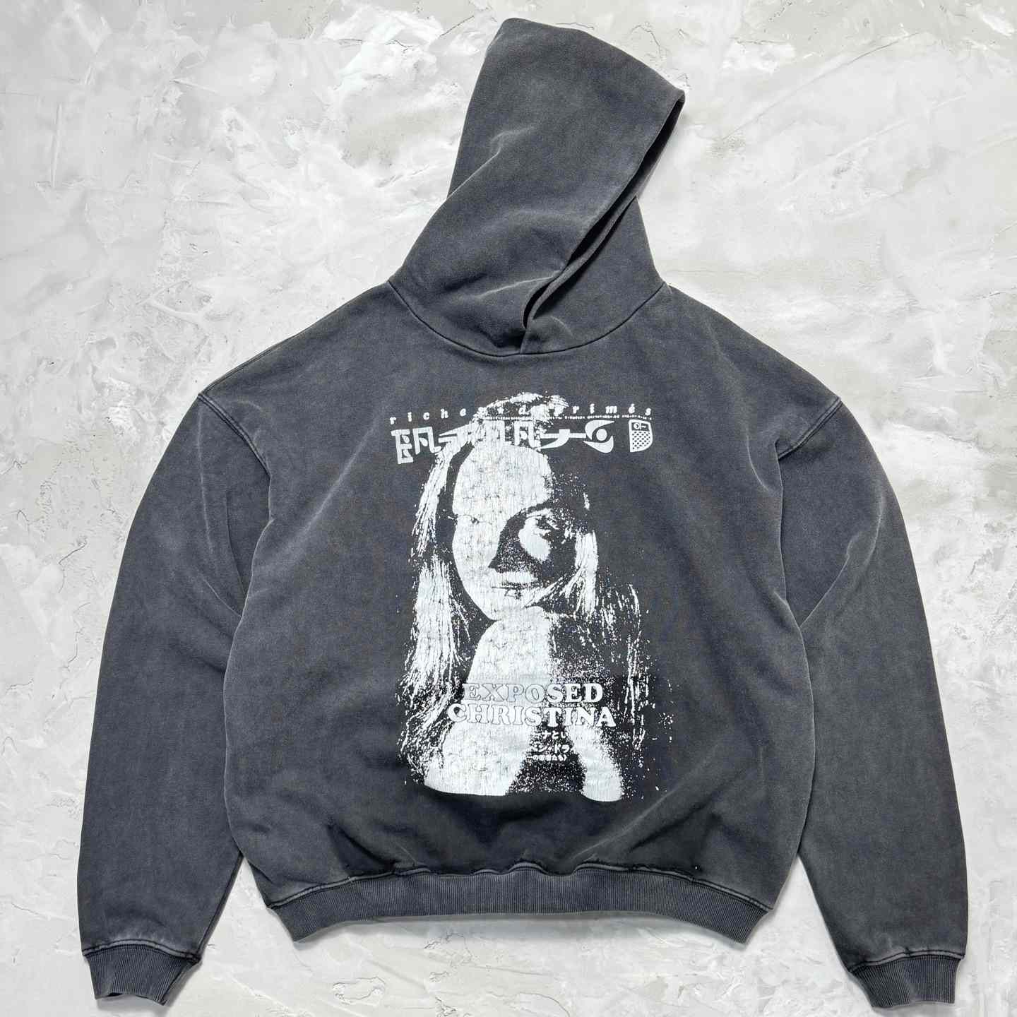 Enfants Riches Déprimés Exposed Christina Hoodie 'Sun Faded Black' - DesignerGu