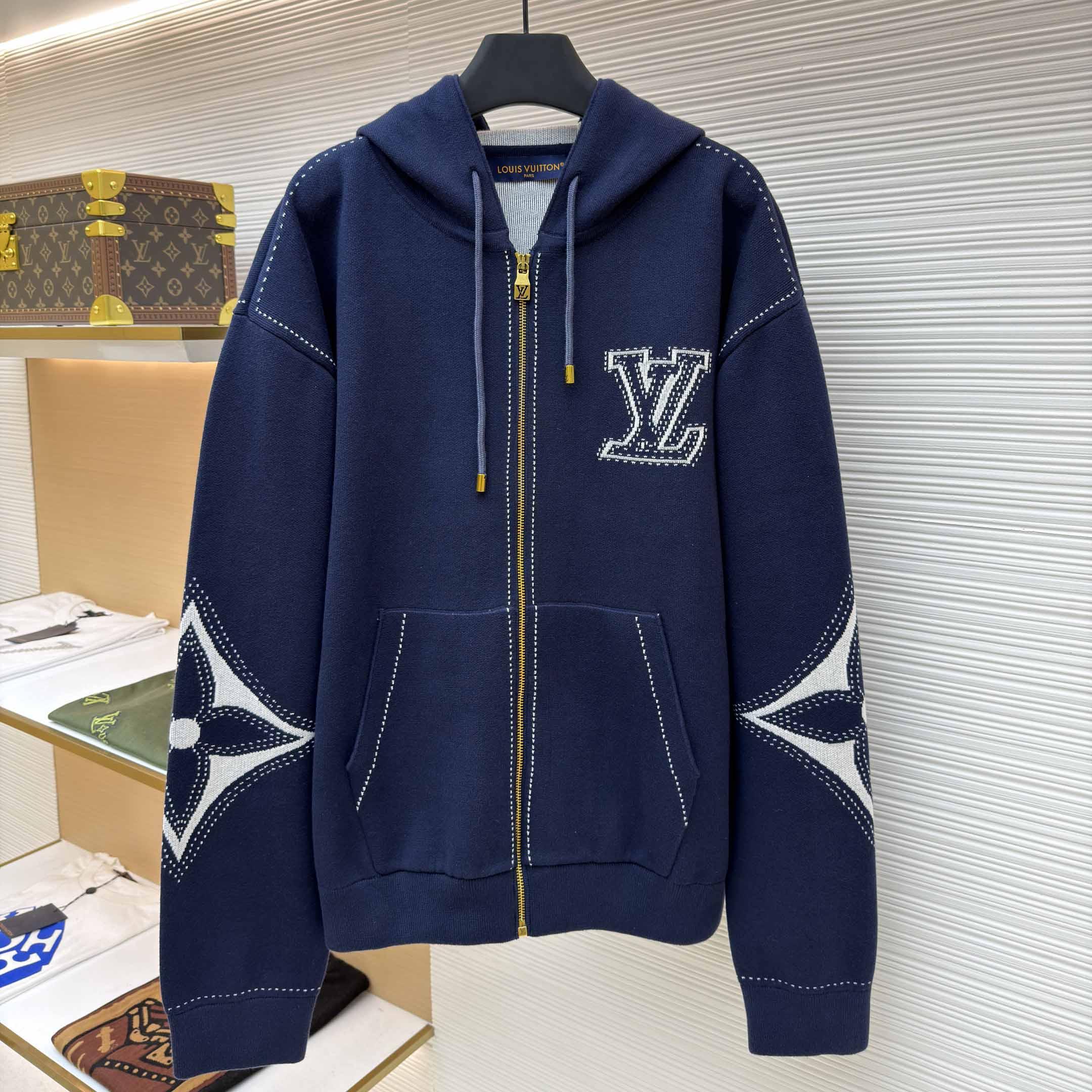 Louis Vuitton Graphic Intarsia Zipped Cotton Hoodie  - DesignerGu