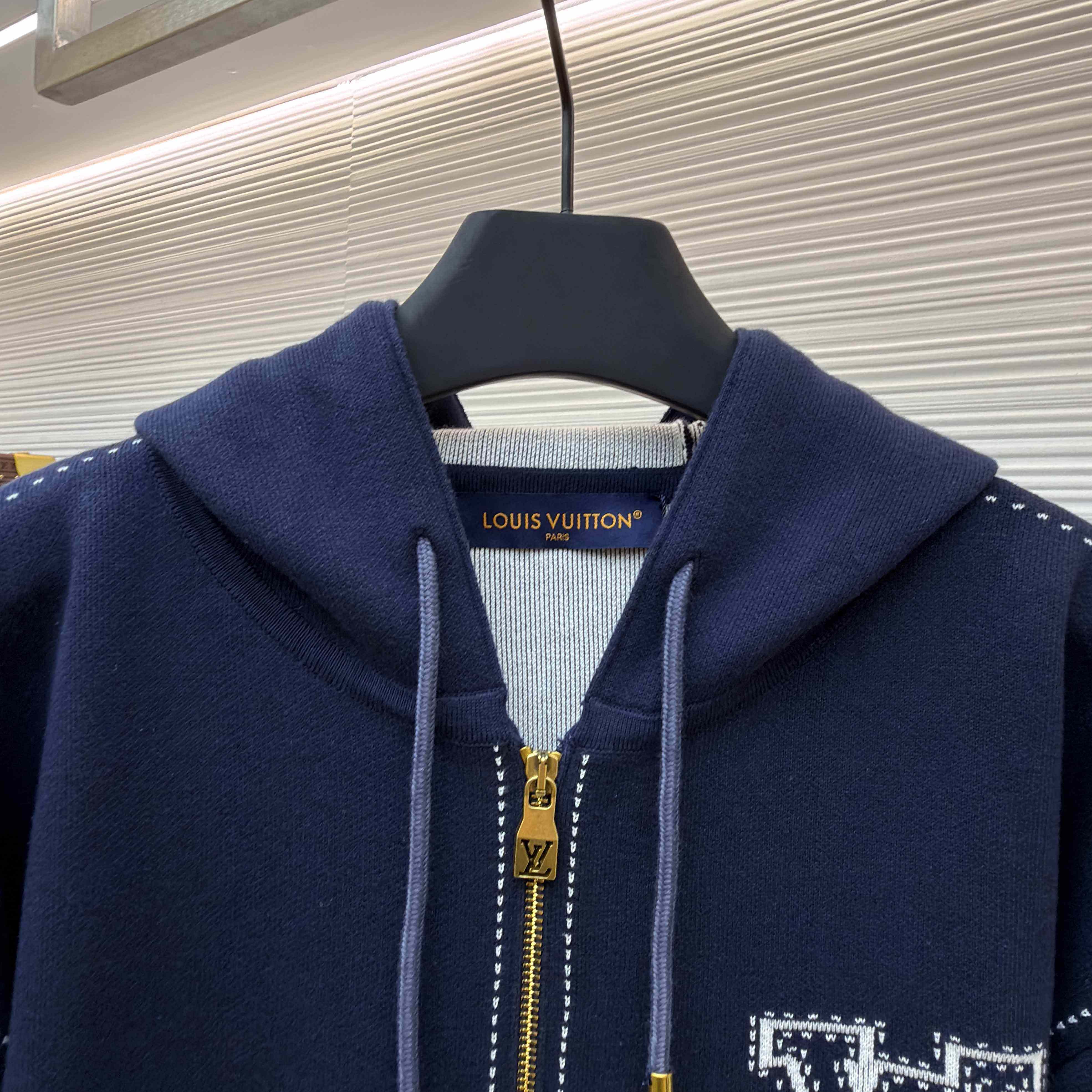 Louis Vuitton Graphic Intarsia Zipped Cotton Hoodie  - DesignerGu