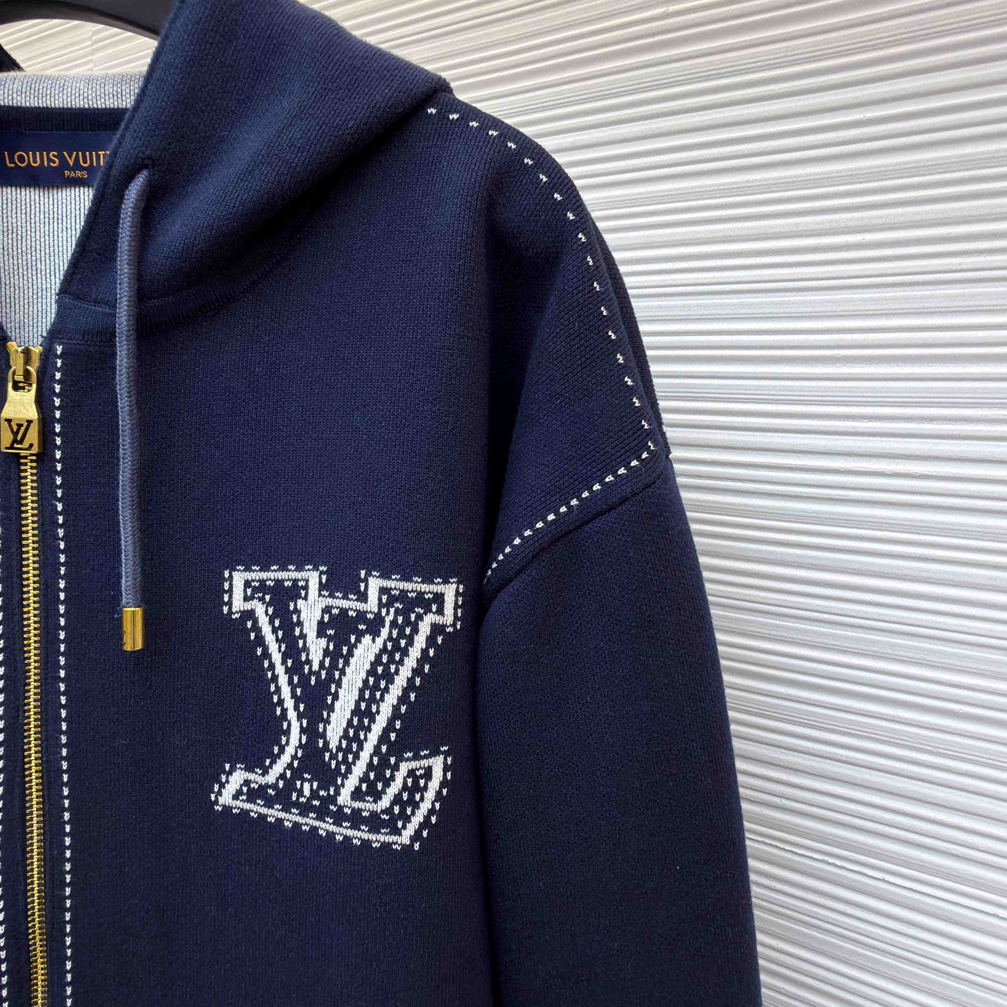 Louis Vuitton Graphic Intarsia Zipped Cotton Hoodie  - DesignerGu