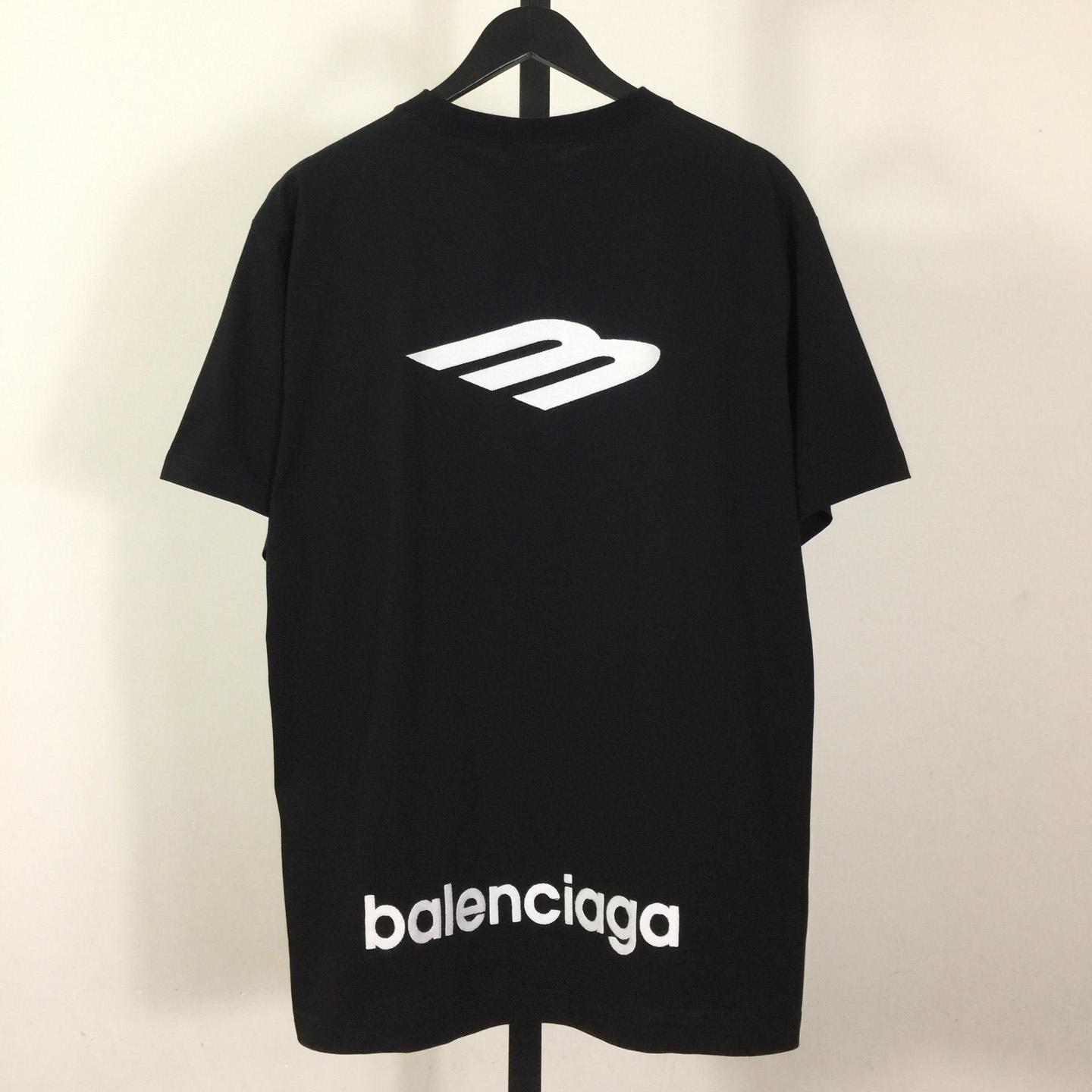 Balenciaga 3B Sports Icon T-Shirt In Washed Black Dry Fleece - DesignerGu